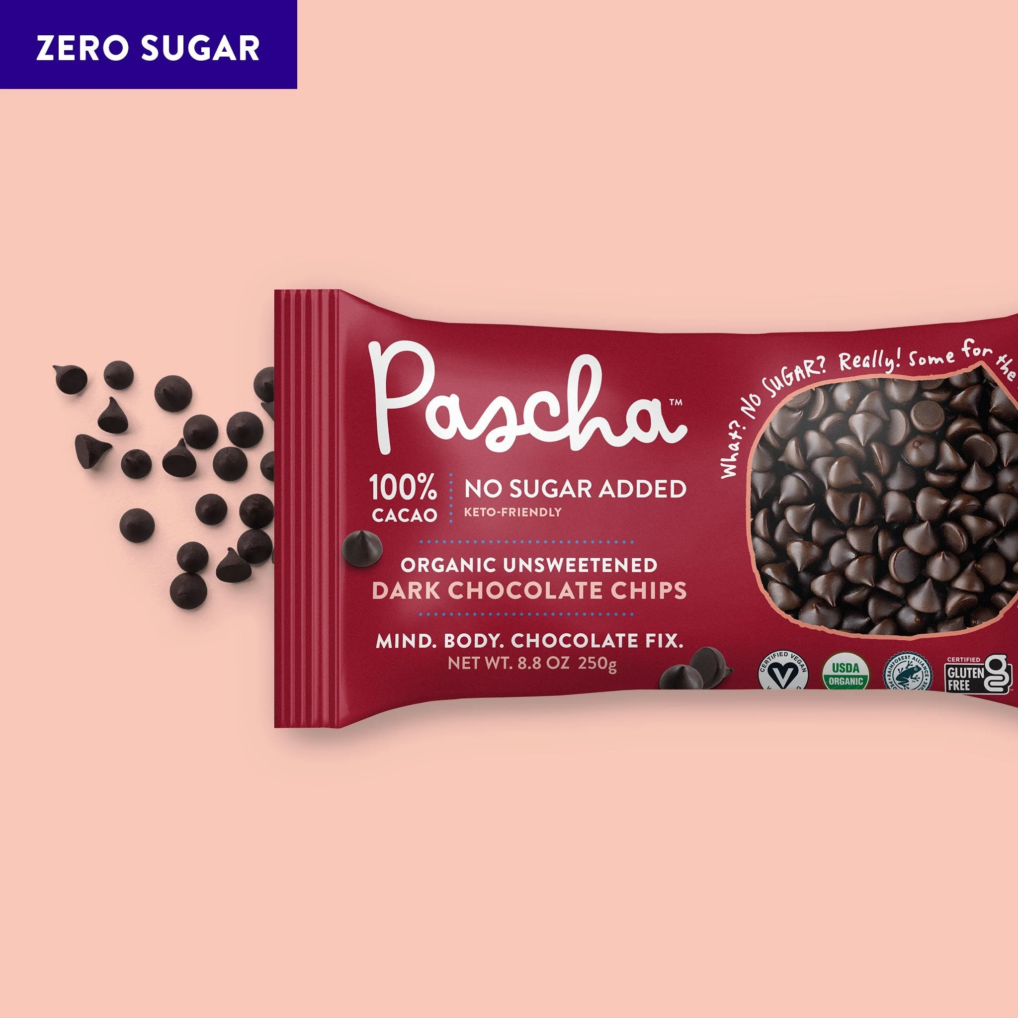 100% Cacao Organic Vegan Unsweetened Dark Chocolate Chips - Image 6