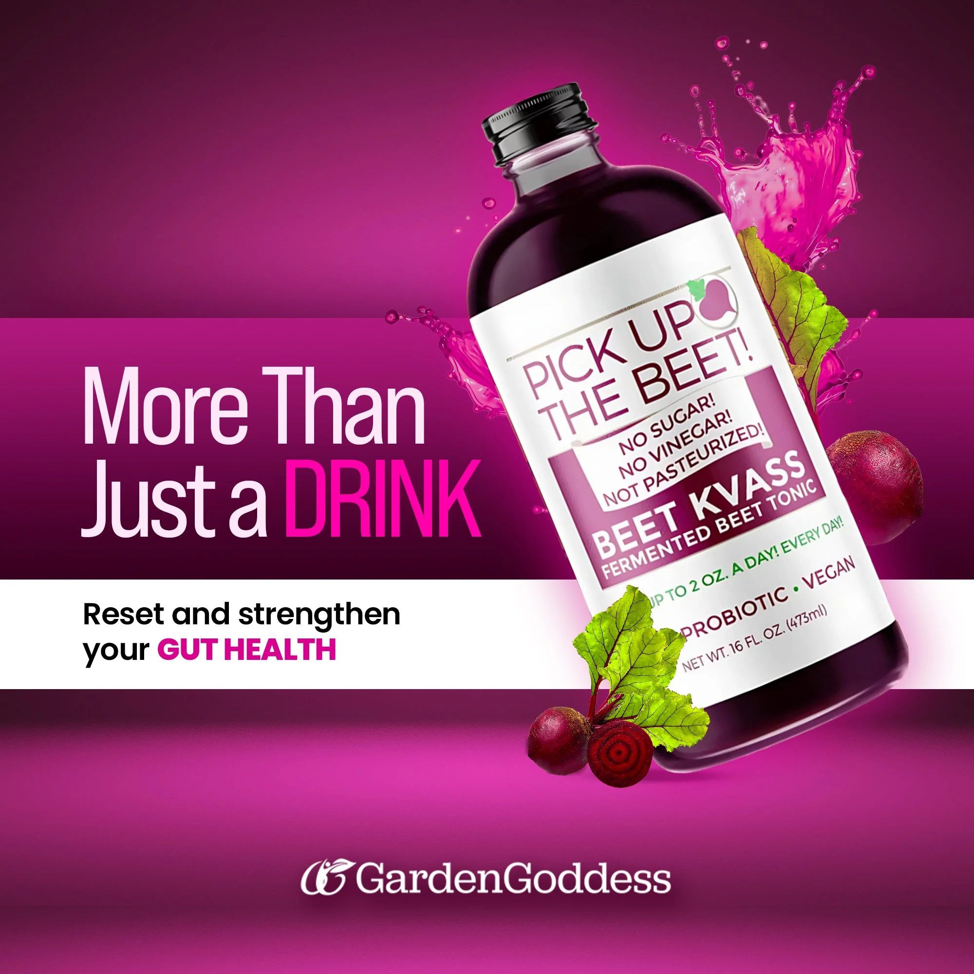 4-Pack Organic Probiotic Raw Beet Juice Kvass 32oz - Image 3