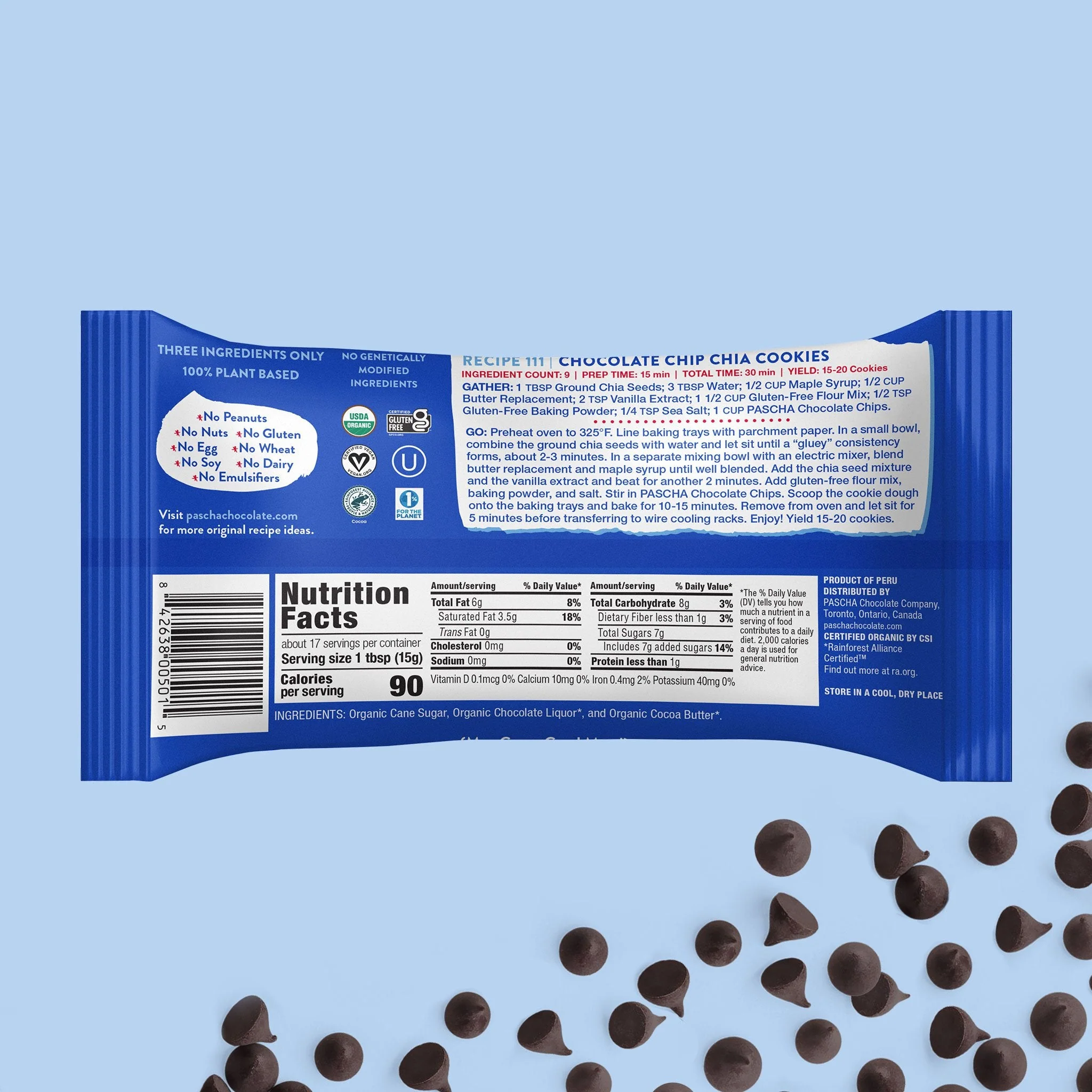 55% Cacao Organic Vegan Semi-Sweet Dark Chocolate Chips - Image 3