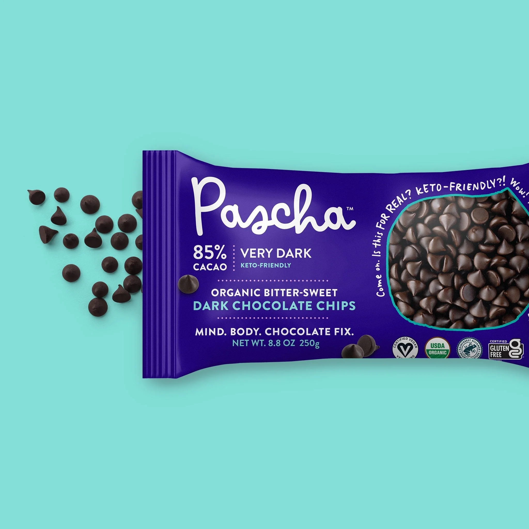 85% Cacao Organic Vegan Extra Bitter-Sweet Dark Chocolate Chips - Image 6