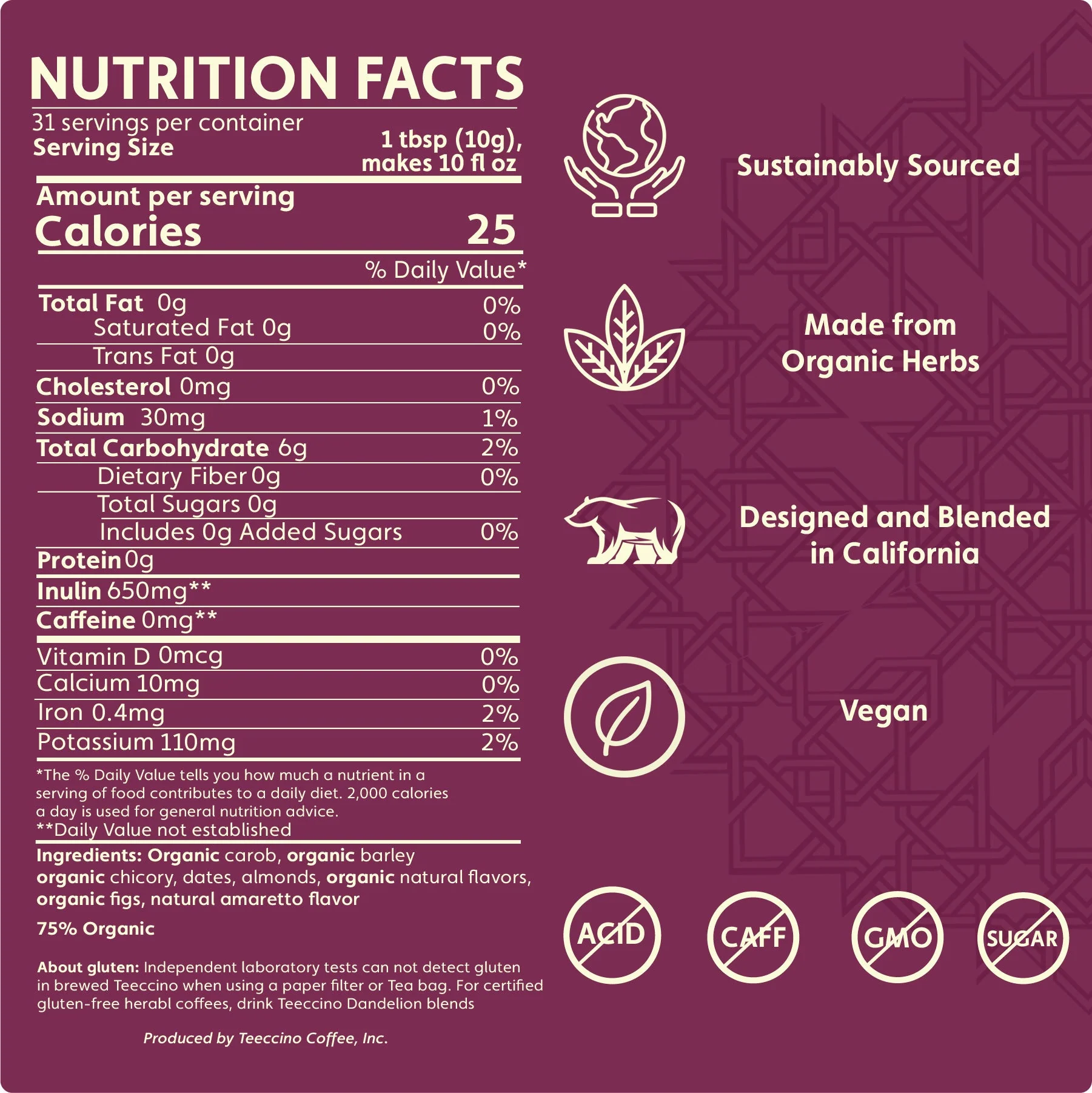 Almond Amaretto Chicory Herbal Coffee - Image 3