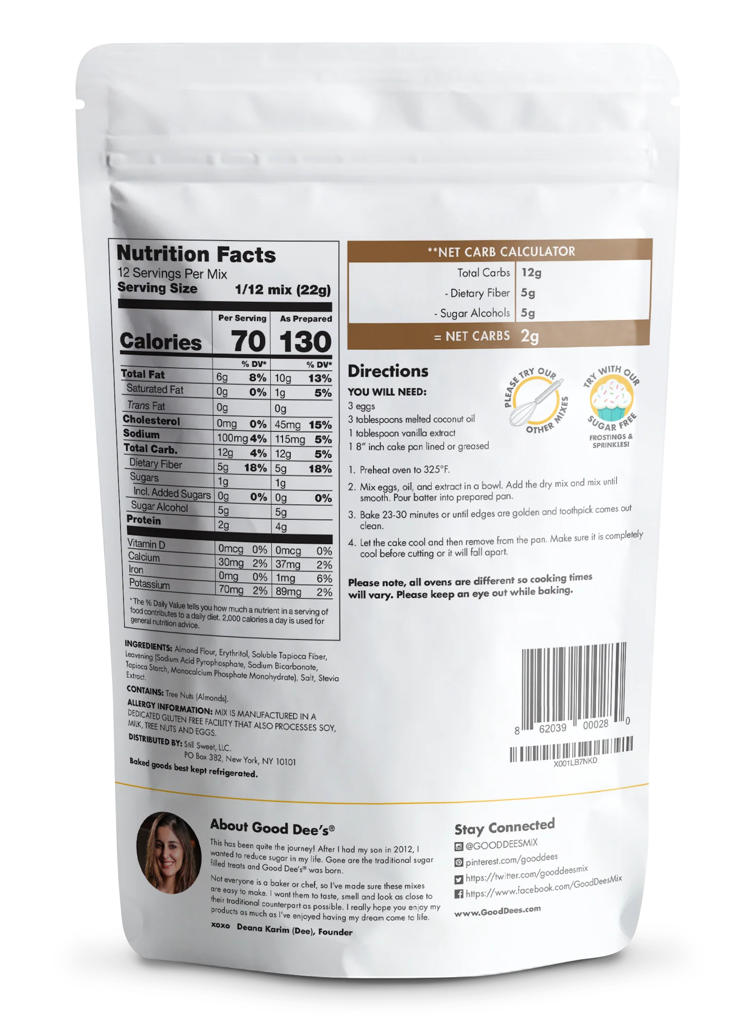 Keto Yellow Cake Mix - Sugar Free Gluten Free Cake Mix Low Carb - 1g Net Carb - Image 2