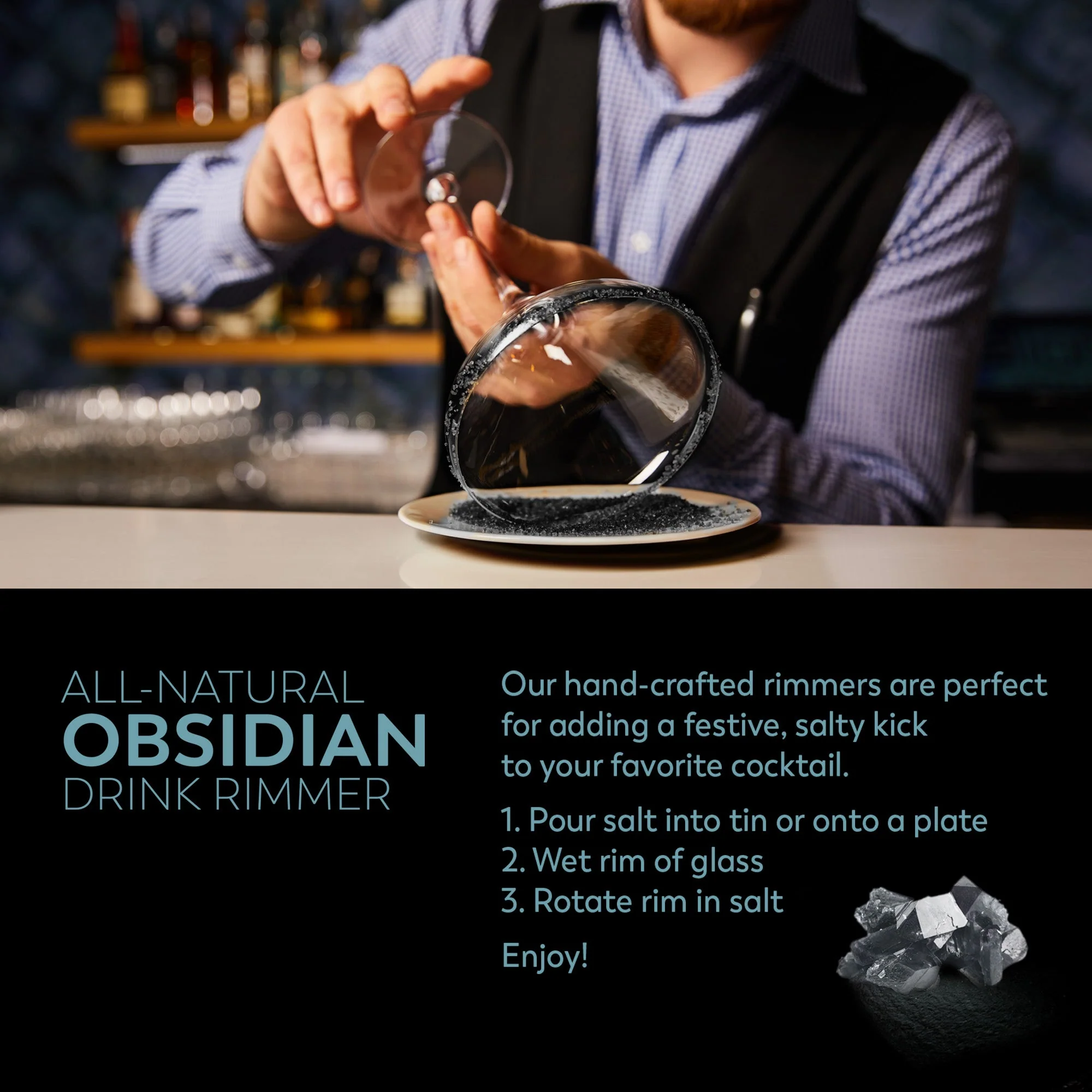 Black Obsidian Salt Cocktail Rimmer - Image 3