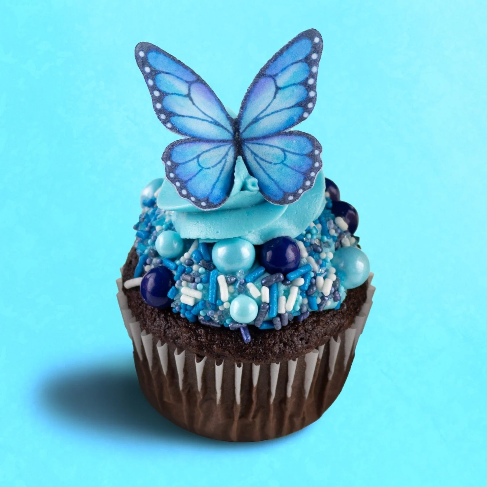 Blue Butterfly Edible Cupcake Toppers - Image 3