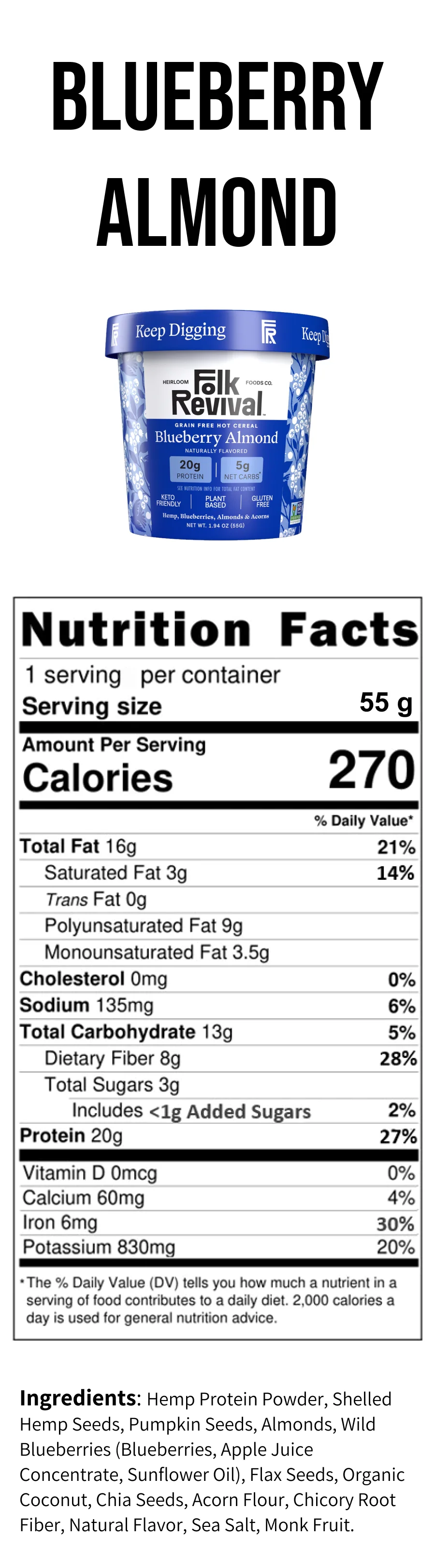 Blueberry Almond - Keto Instant 'Oatmeal' - Image 3