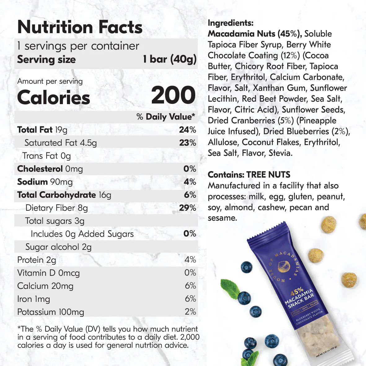 Blueberry White Chocolate Macadamia Nut Snack Bar (12 Bars) - Image 4