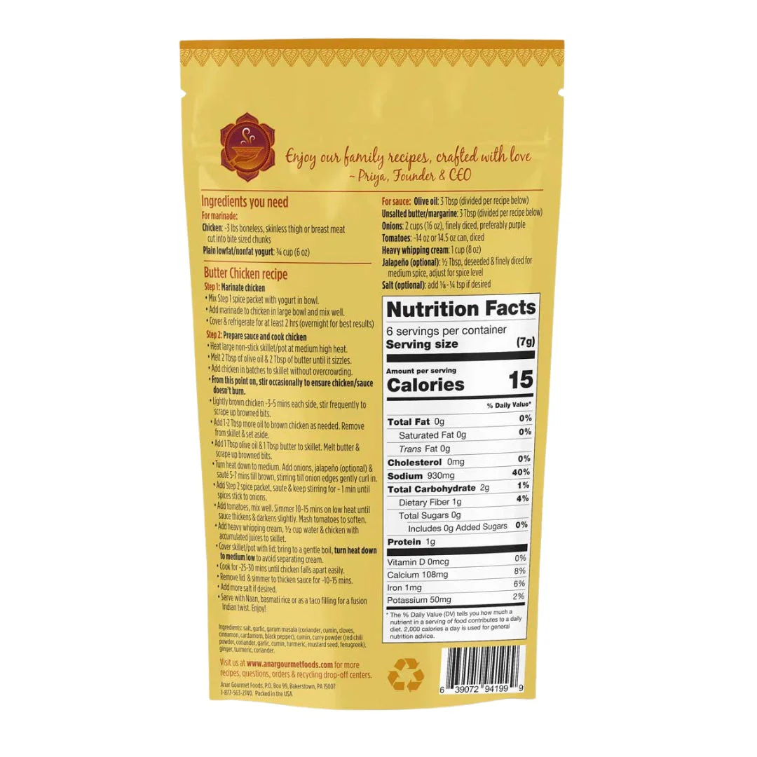 Butter Chicken Gourmet Seasoning Kit | Family Size - Image 3