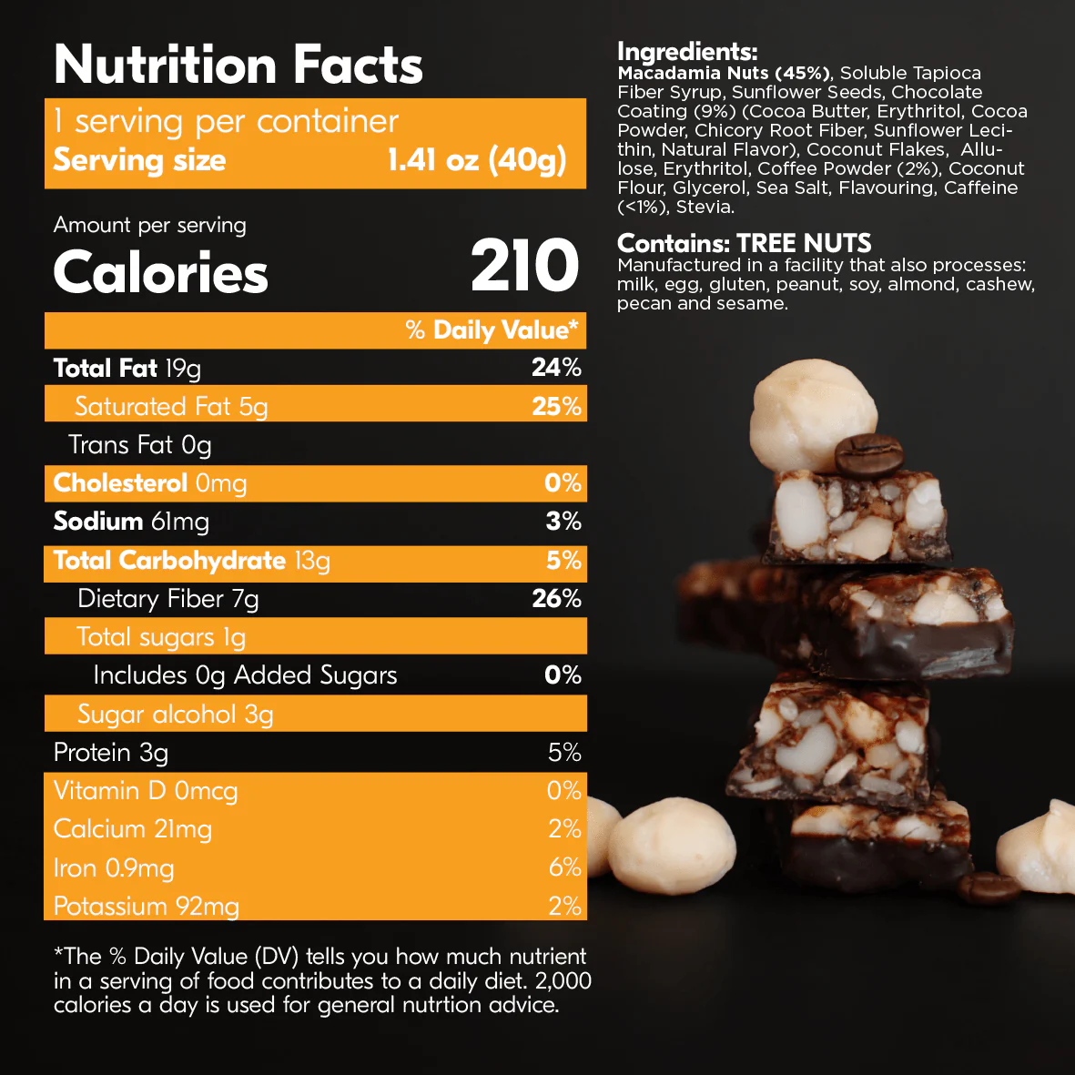 Caramel Mocha Macadamia Nut Snack Bar (Dan Mace's BRU Bar) (12 Bars) - Image 10