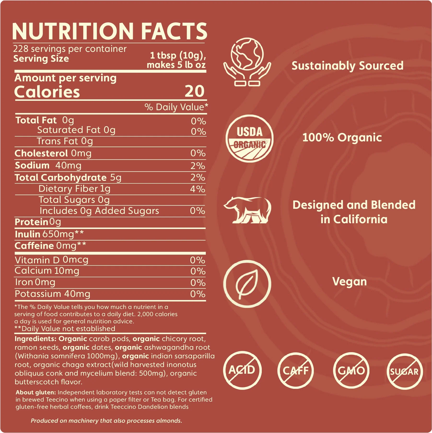 Chaga Ashwagandha Butterscotch Cream Mushroom Herbal Coffee - Image 8
