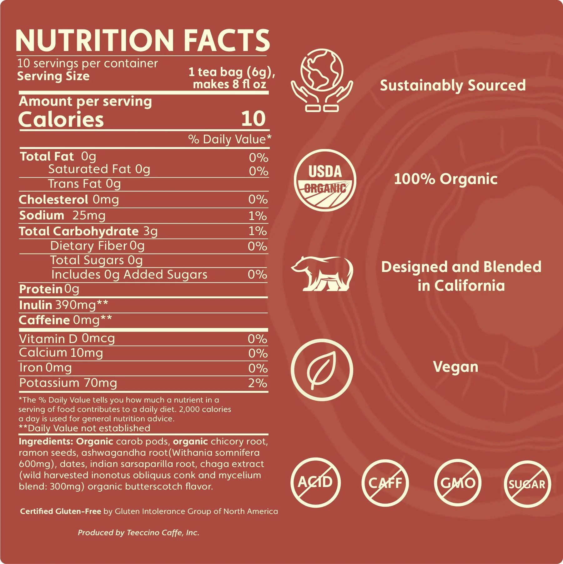 Chaga Ashwagandha Butterscotch Cream Mushroom Herbal Tea - Image 6