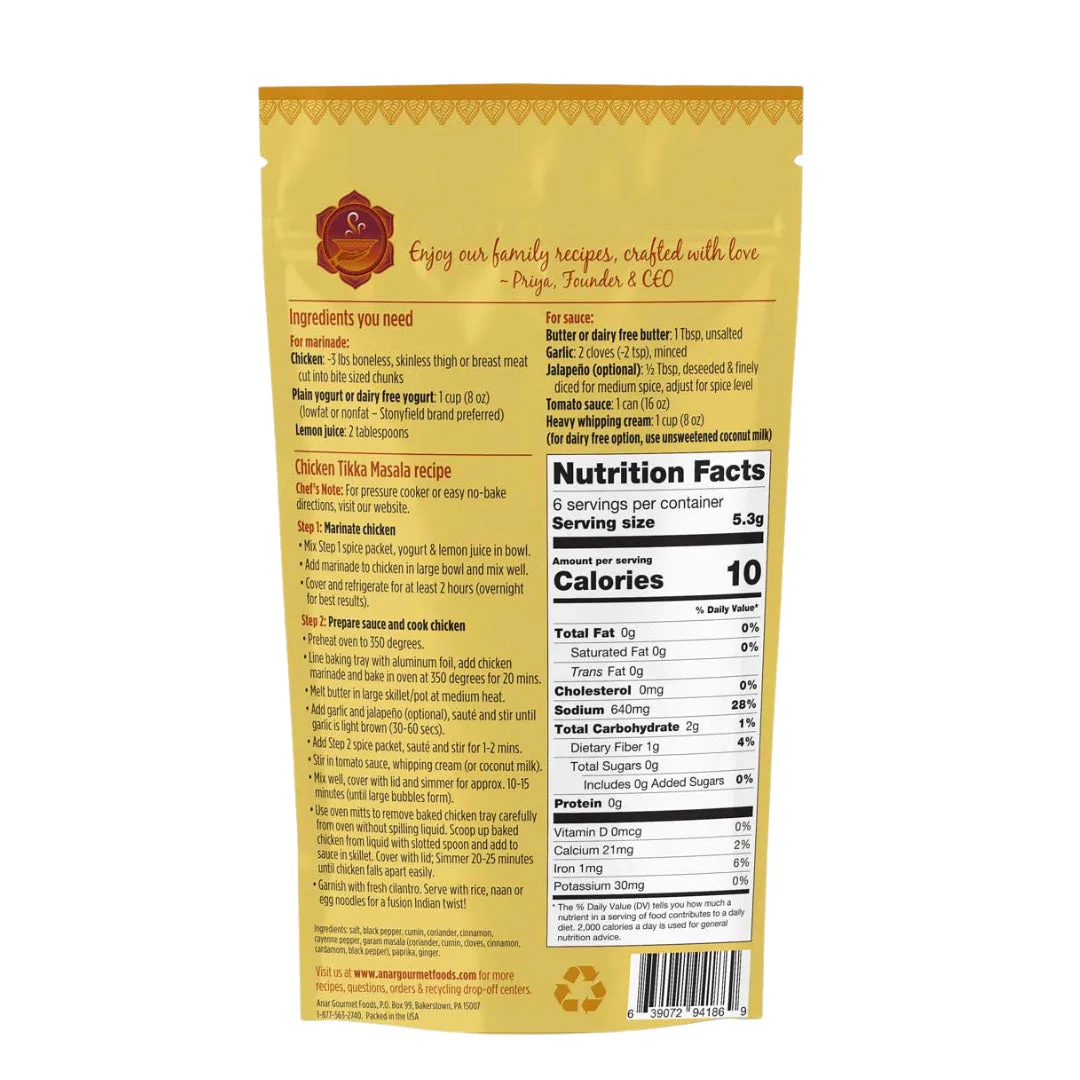 Chicken Tikka Masala Gourmet Seasoning Kit | Family Size - Image 3