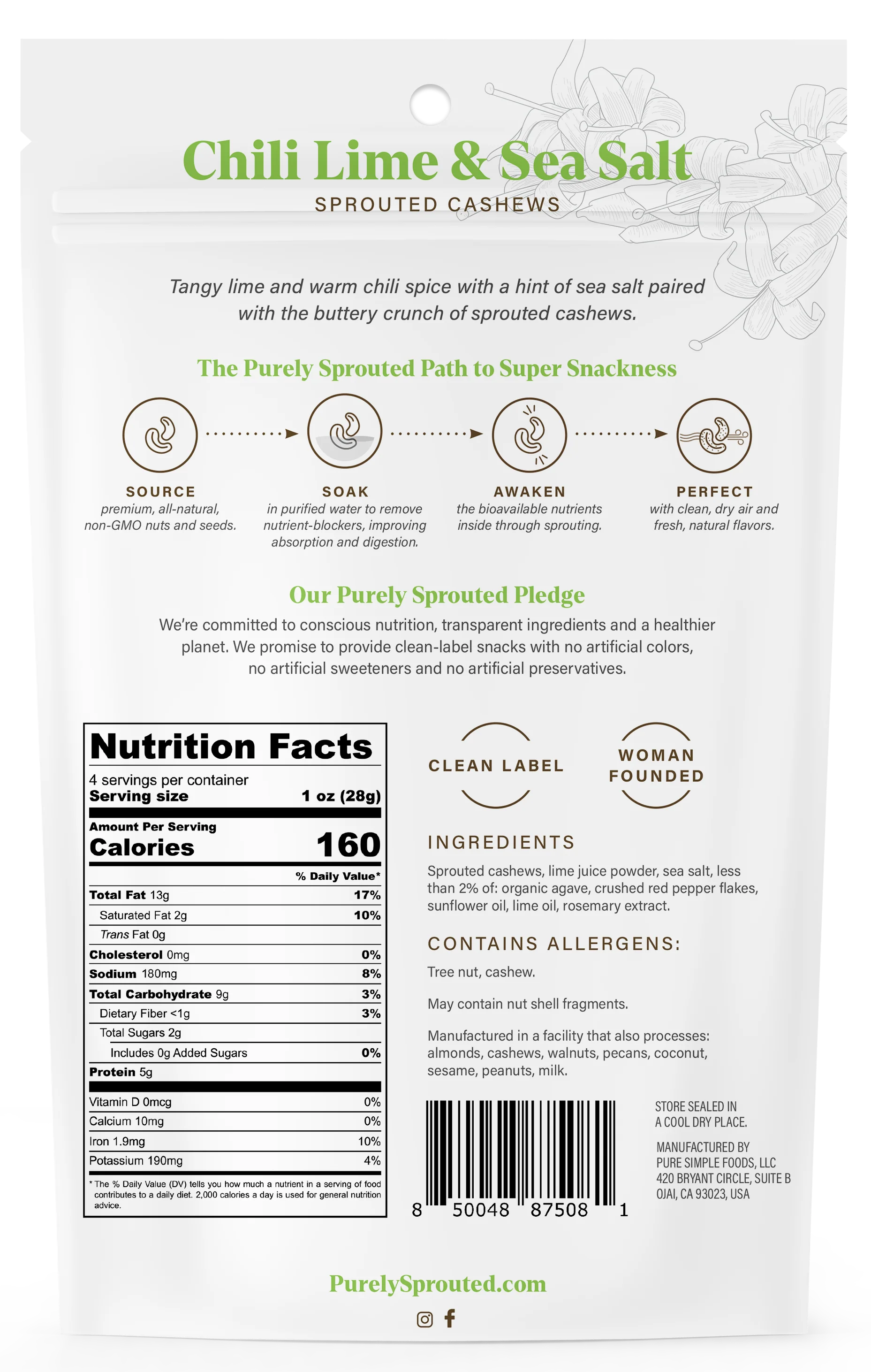Chili Lime & Sea Salt Sprouted Cashews - Image 2