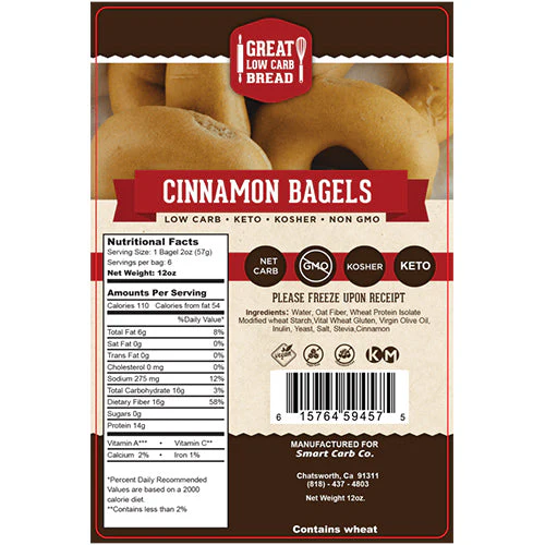 Cinnamon Bagel - 0g Net Carb, High in Protein, High Fiber, Non-GMO - Image 2
