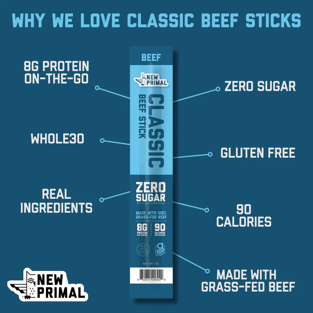Classic Beef Meat Sticks, 100% Grass-Fed Beef, Zero Sugar (5 Sticks) - Image 4