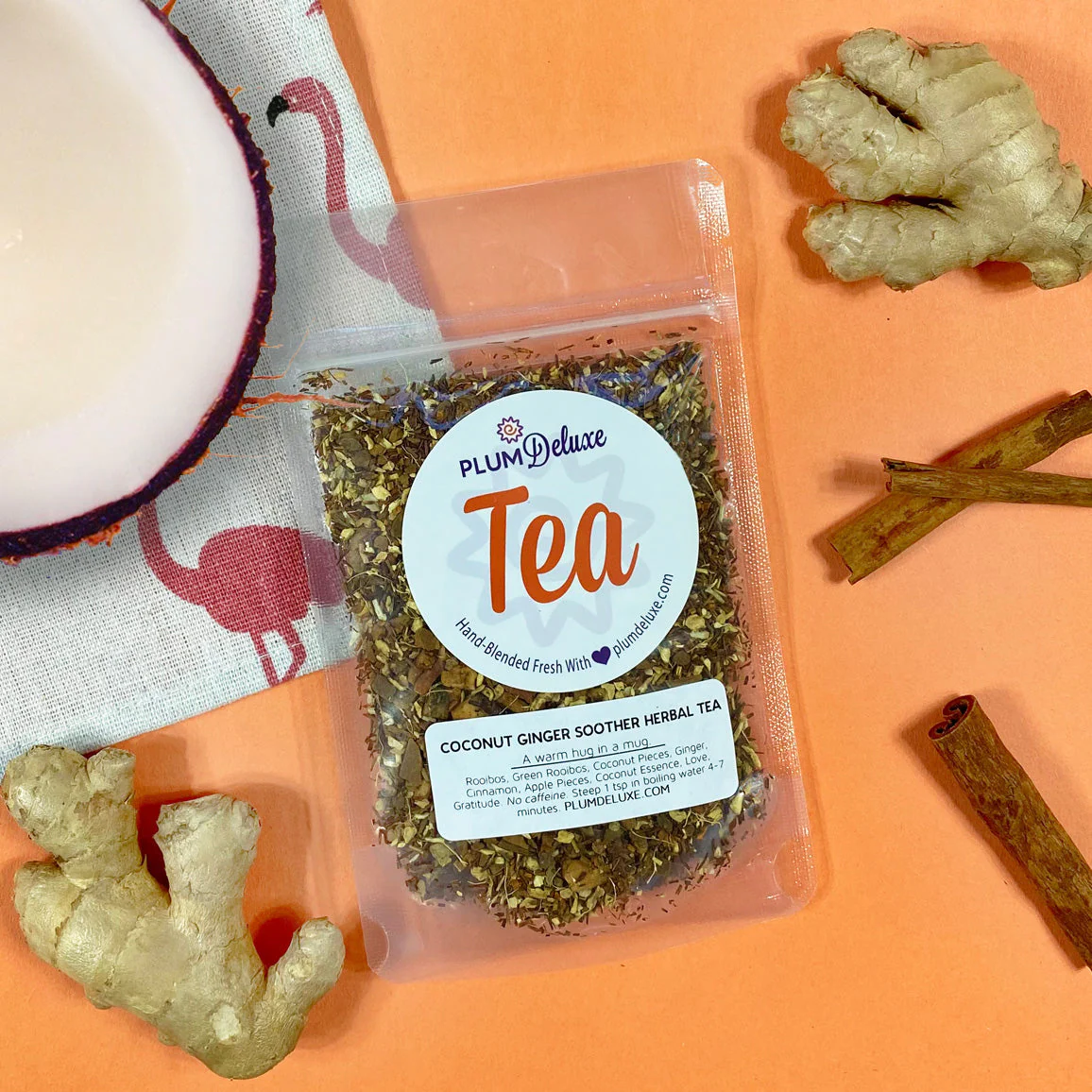 Coconut Ginger Soother Herbal Tea (Apple-Cinnamon) - Image 2