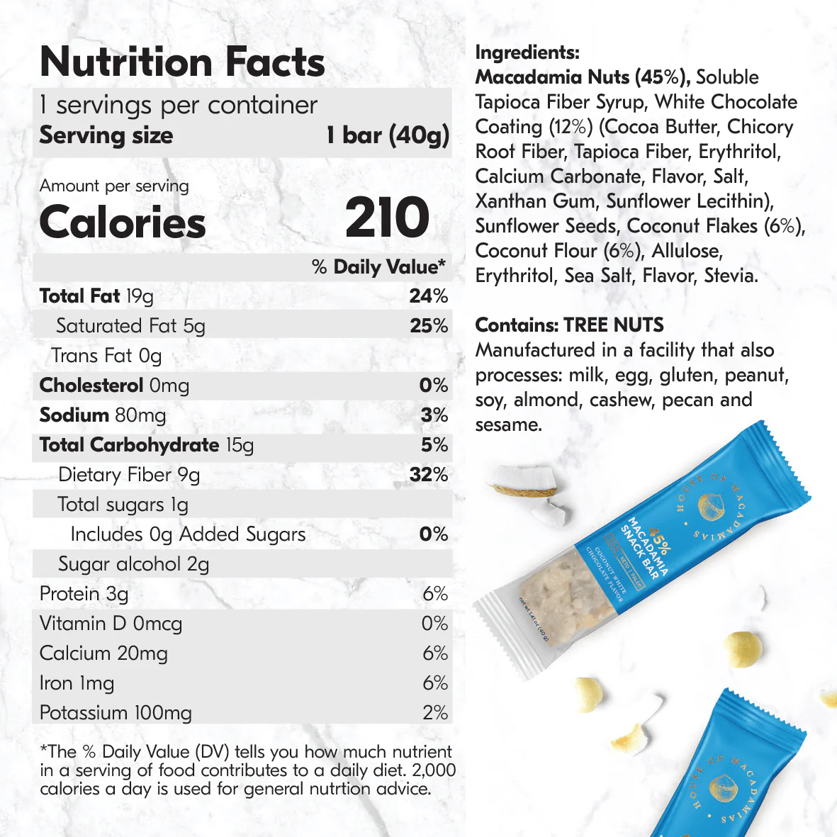 Coconut White Chocolate Macadamia Nut Snack Bar (12 Bars) - Image 4