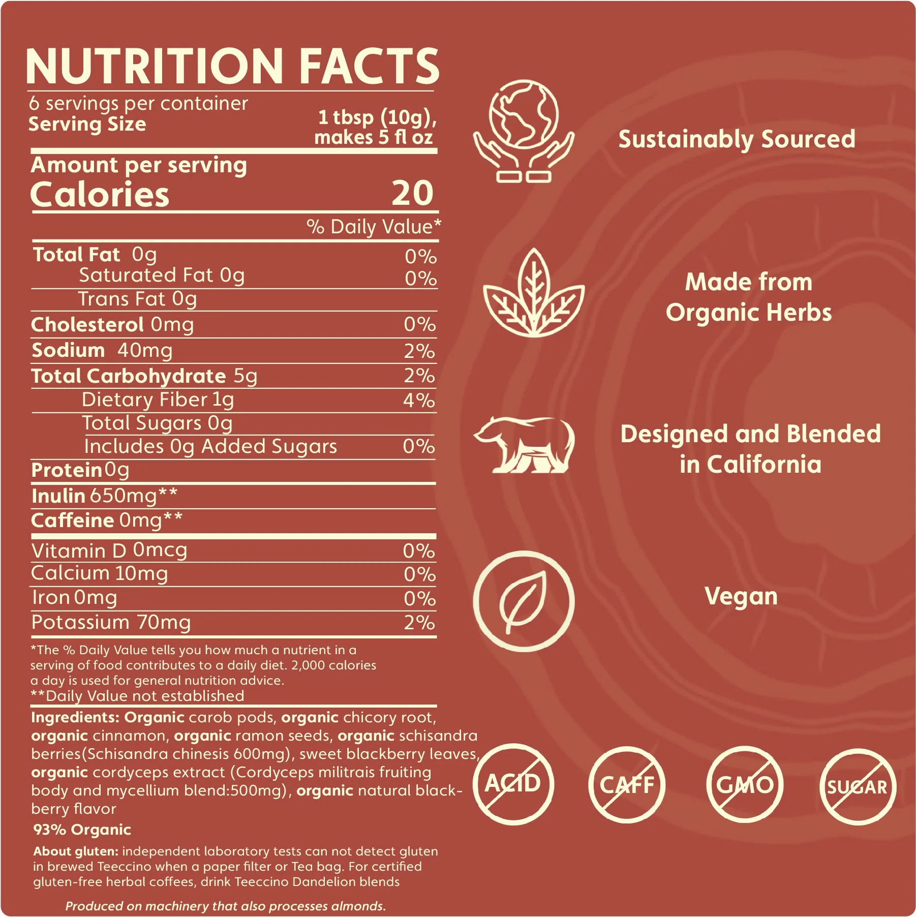 Cordyceps Schisandra Cinnamon Berry Mushroom Herbal Coffee - Image 8