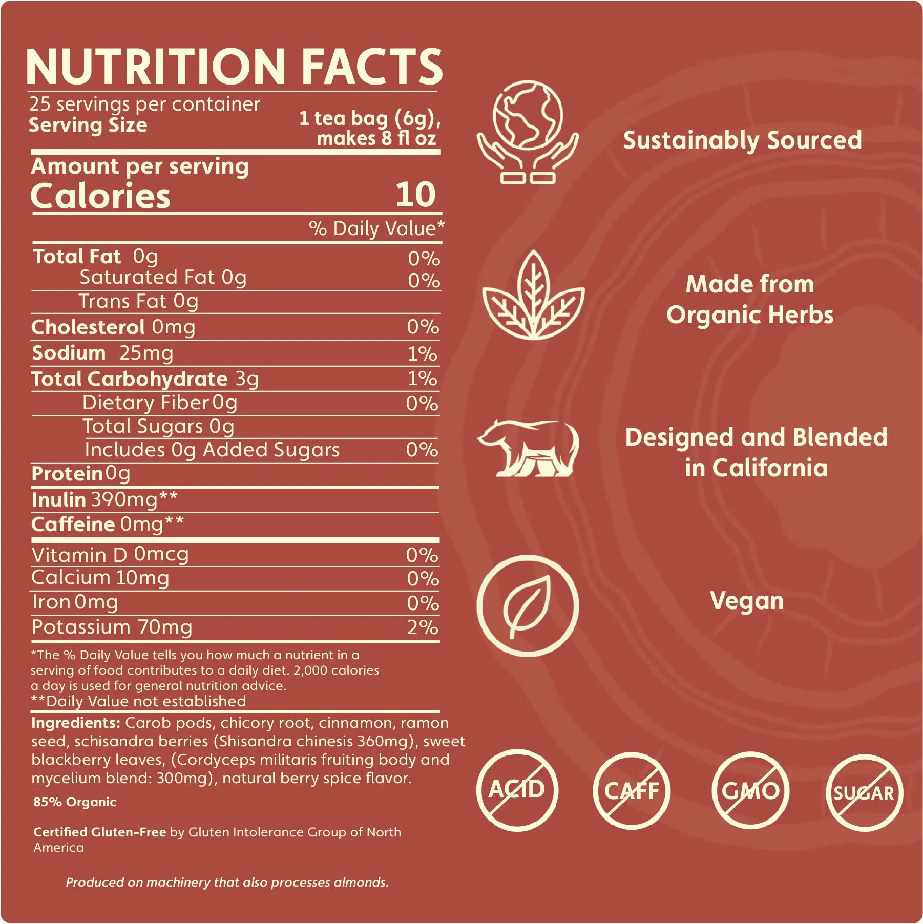 Cordyceps Schisandra Cinnamon Berry Mushroom Herbal Tea - Image 3