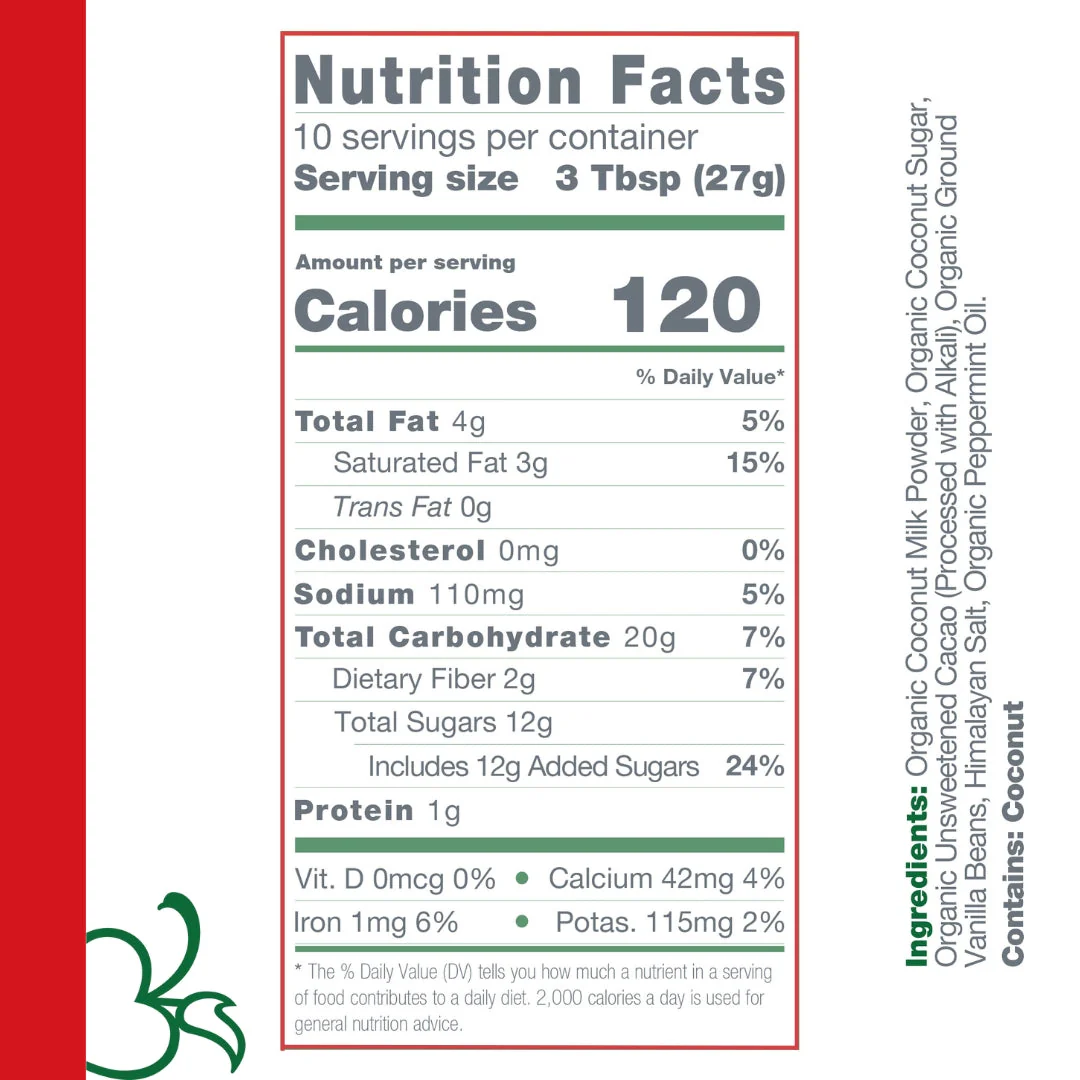 Dairy Free Peppermint Hot Cocoa Mix | 10 Serving Stand Up Pouch | Gluten Free, Vegan, Organic - Image 9