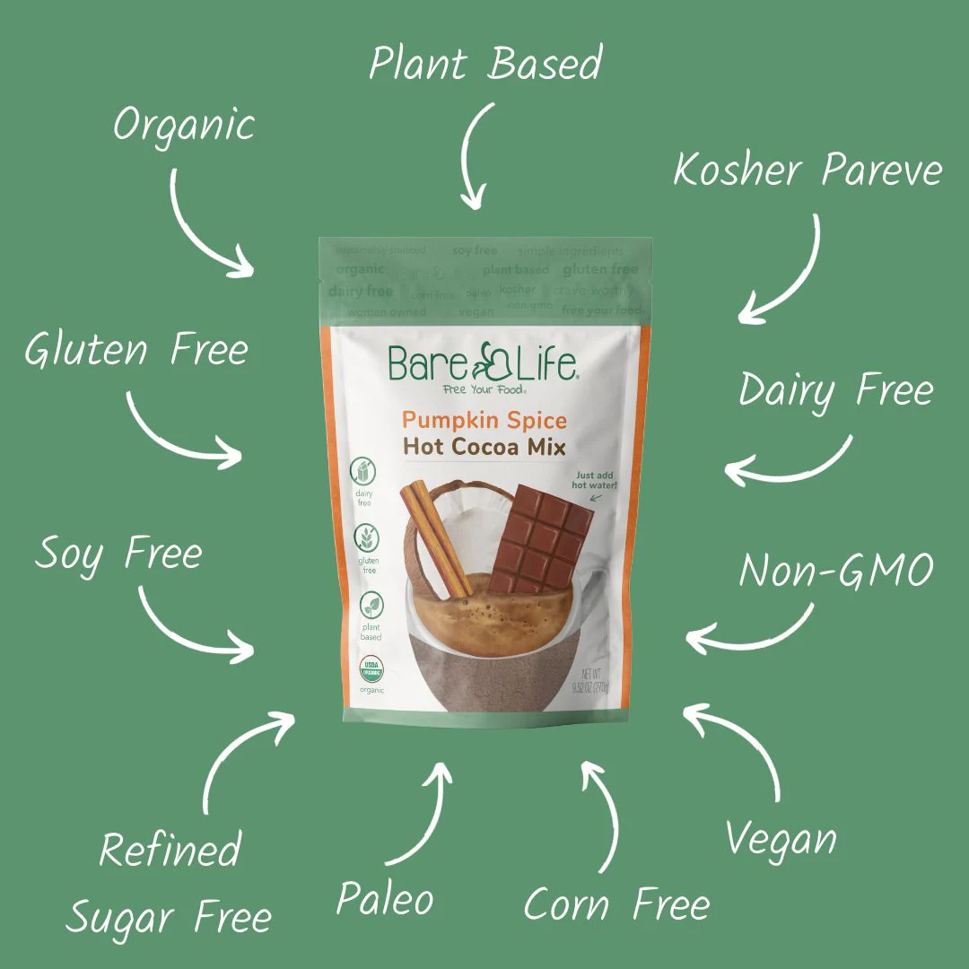 Dairy Free Pumpkin Spice Hot Cocoa Mix | 10 Serving Stand Up Pouch | Gluten Free, Vegan, Organic - Image 4