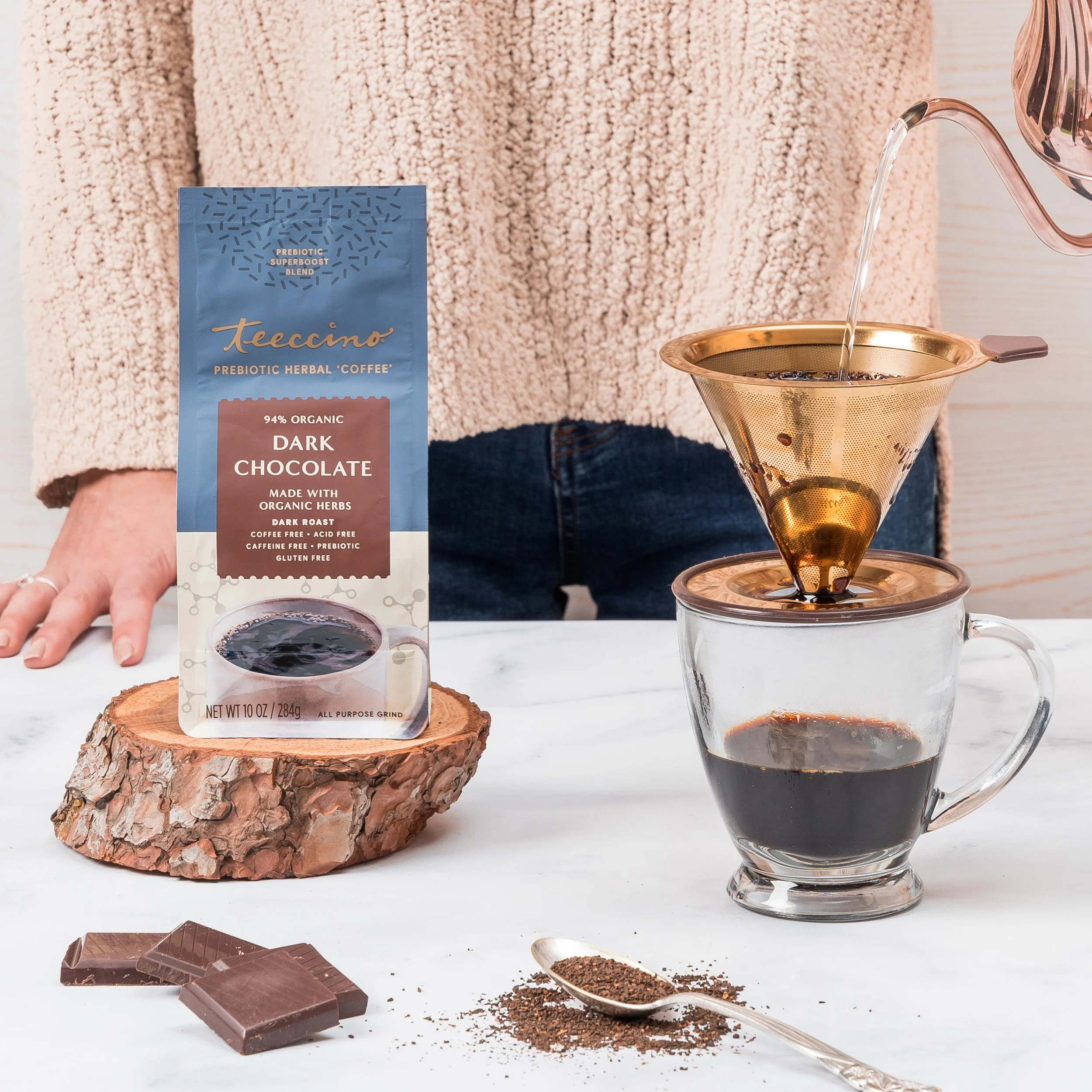Dark Chocolate Prebiotic SuperBoost Herbal Coffee - Image 3