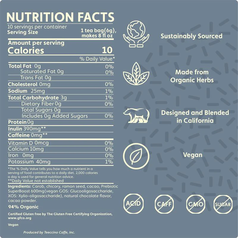Dark Chocolate Prebiotic SuperBoost Herbal Tea - Image 6