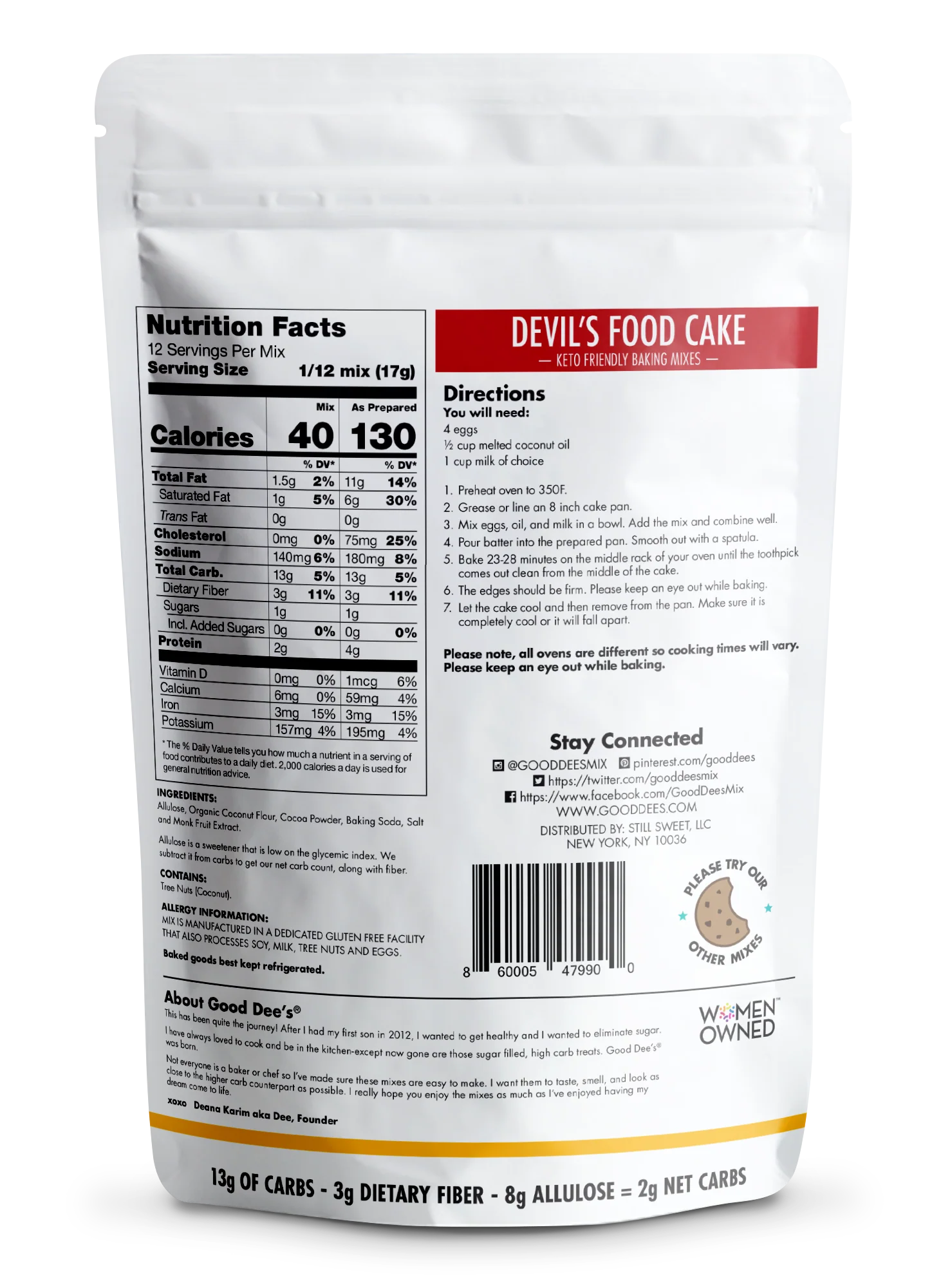 Devil's Food Keto Cake Mix - Gluten Free and No Added Sugar - Image 2
