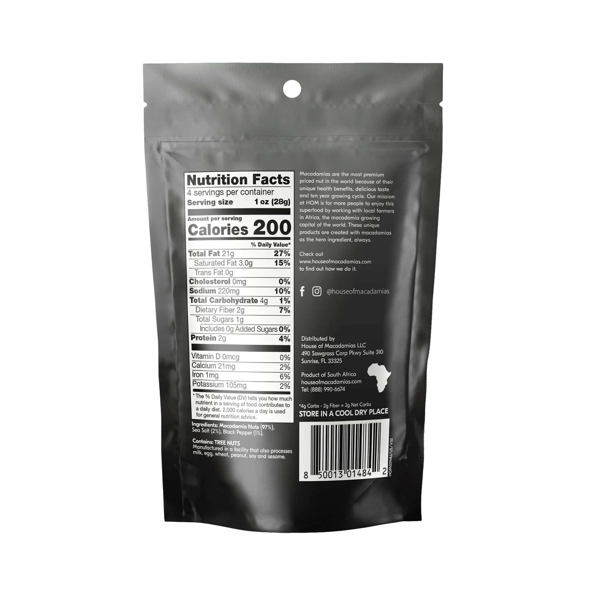 Dry Roasted Macadamia Nuts with Namibian Sea Salt & Black Pepper (4oz x 6 Bags) - Image 5
