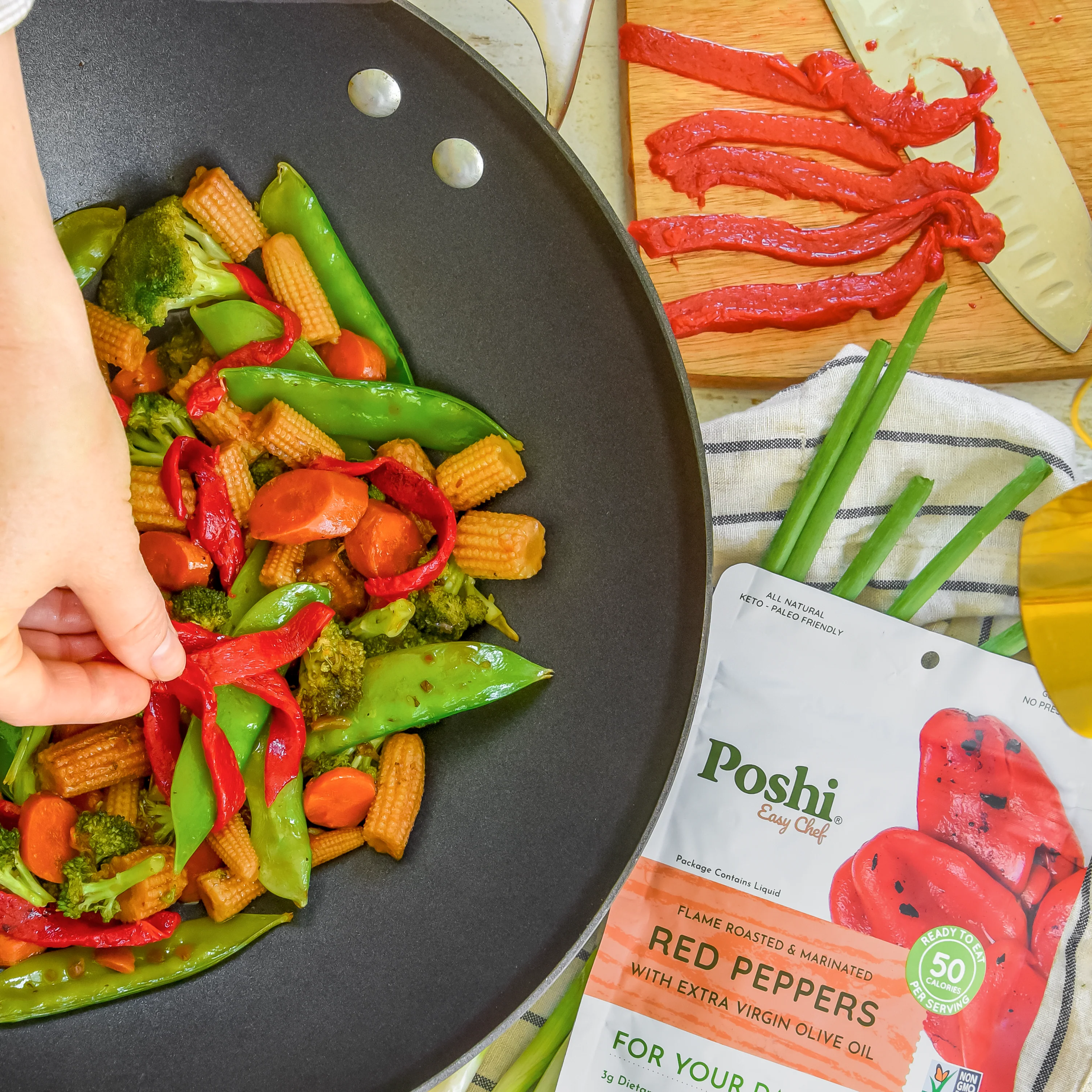 Flame Roasted Red Peppers In Extra Virgin Olive Oil | Easy Chef - 10 Pack (5.4 OZ/Pouch) - Image 7