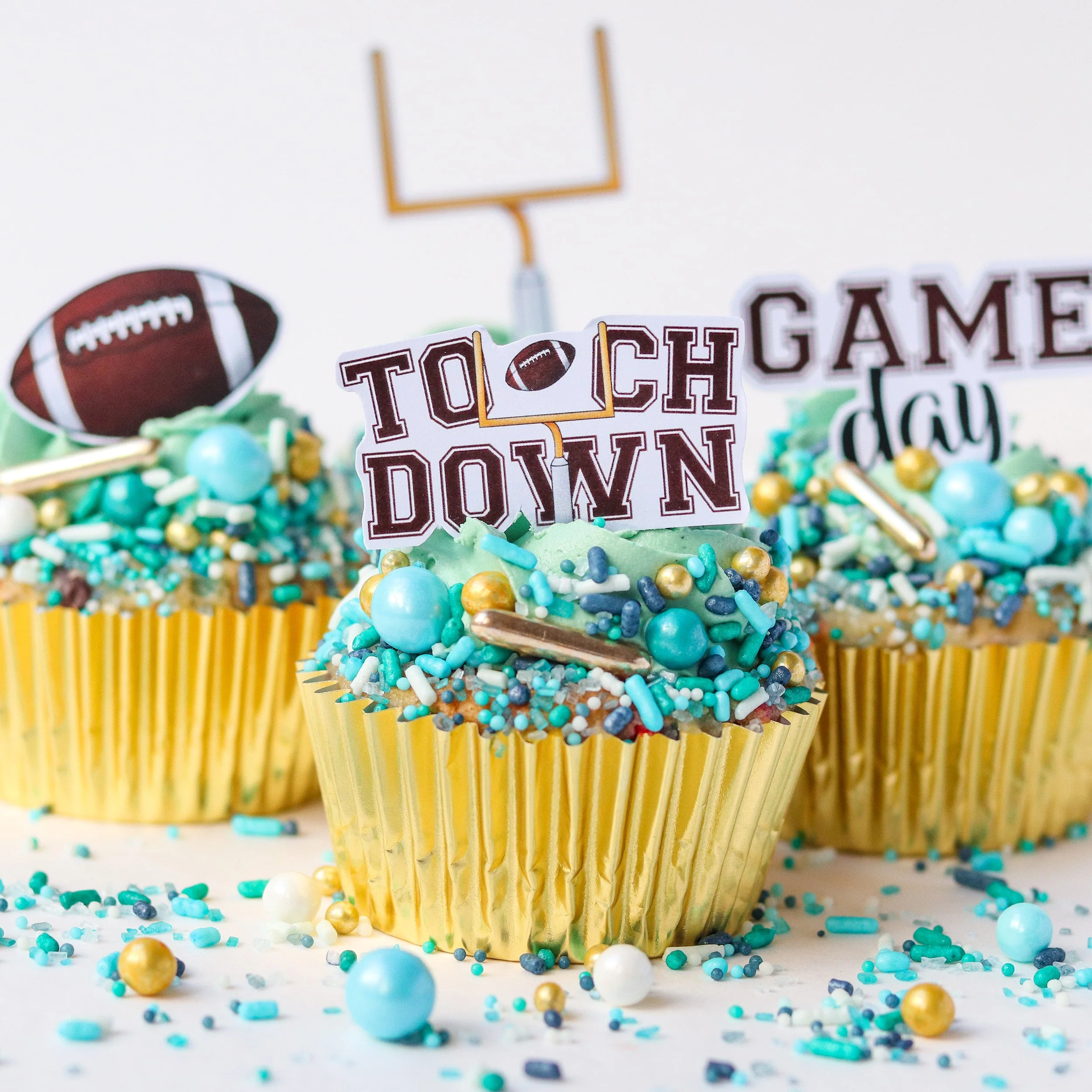 Football Goal Edible Cupcake Toppers - Image 2