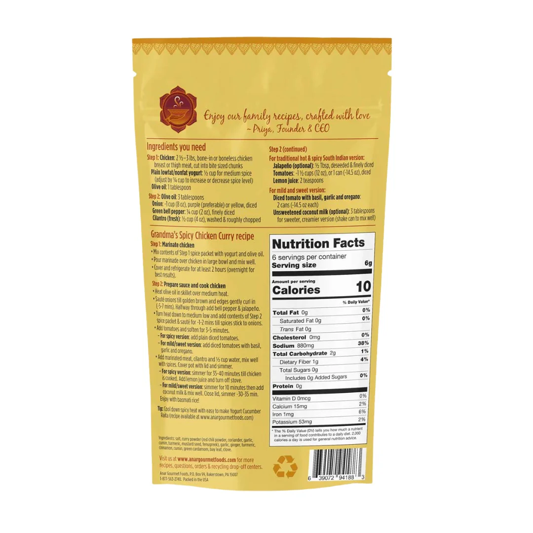Grandma's Spicy Chicken Curry Gourmet Seasoning Kit | Family Size - Image 7