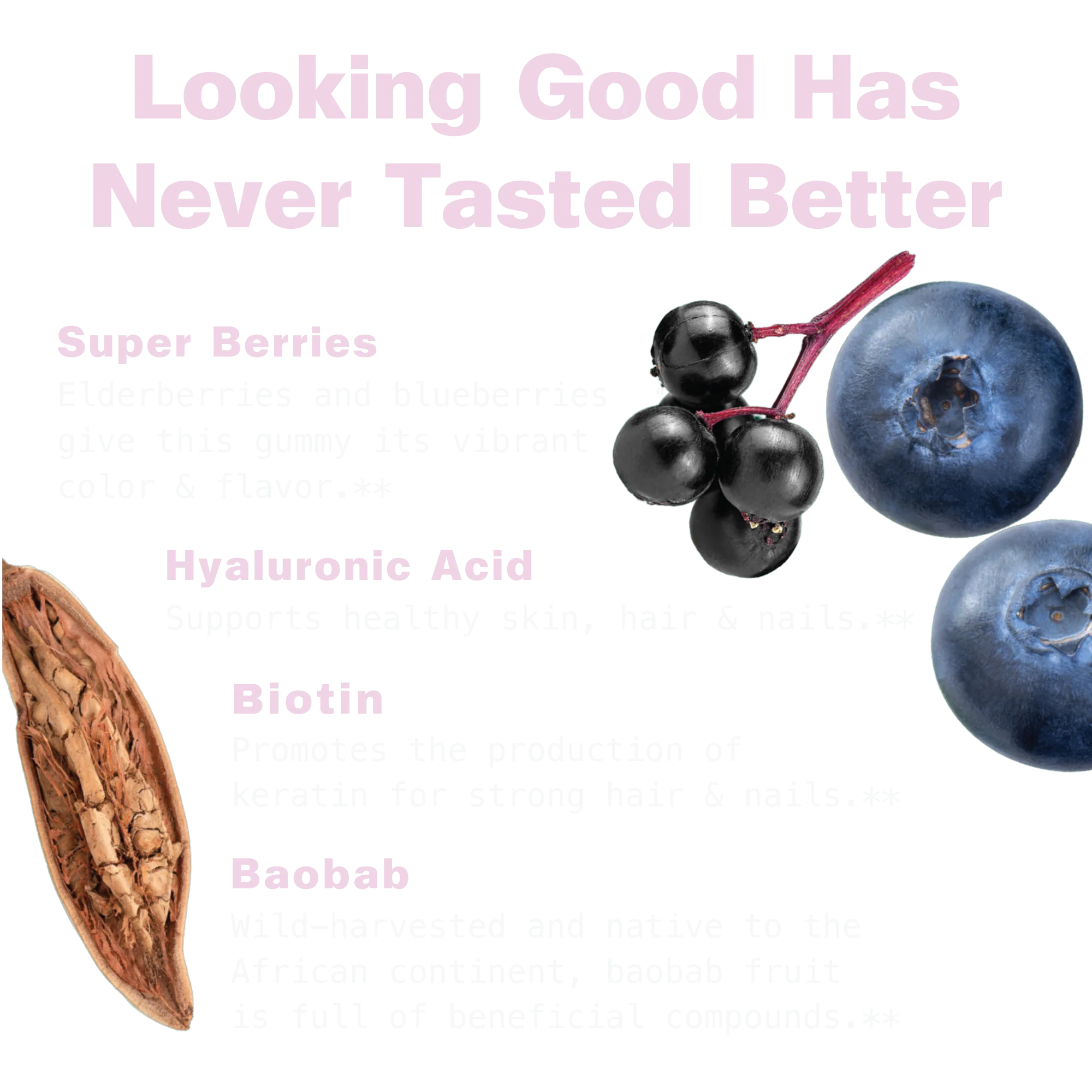 Hyaluronic Acid, Biotin & Baobab Superfood Gummies - Image 4