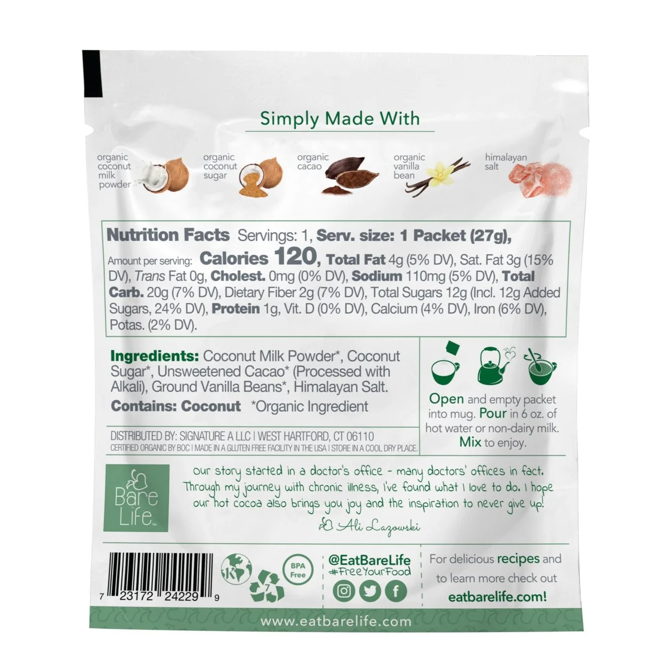 Instant Dairy Free Coconut Hot Cocoa Mix  |  20 Pack Single Serving |Gluten Free, Vegan and Organic - Image 7