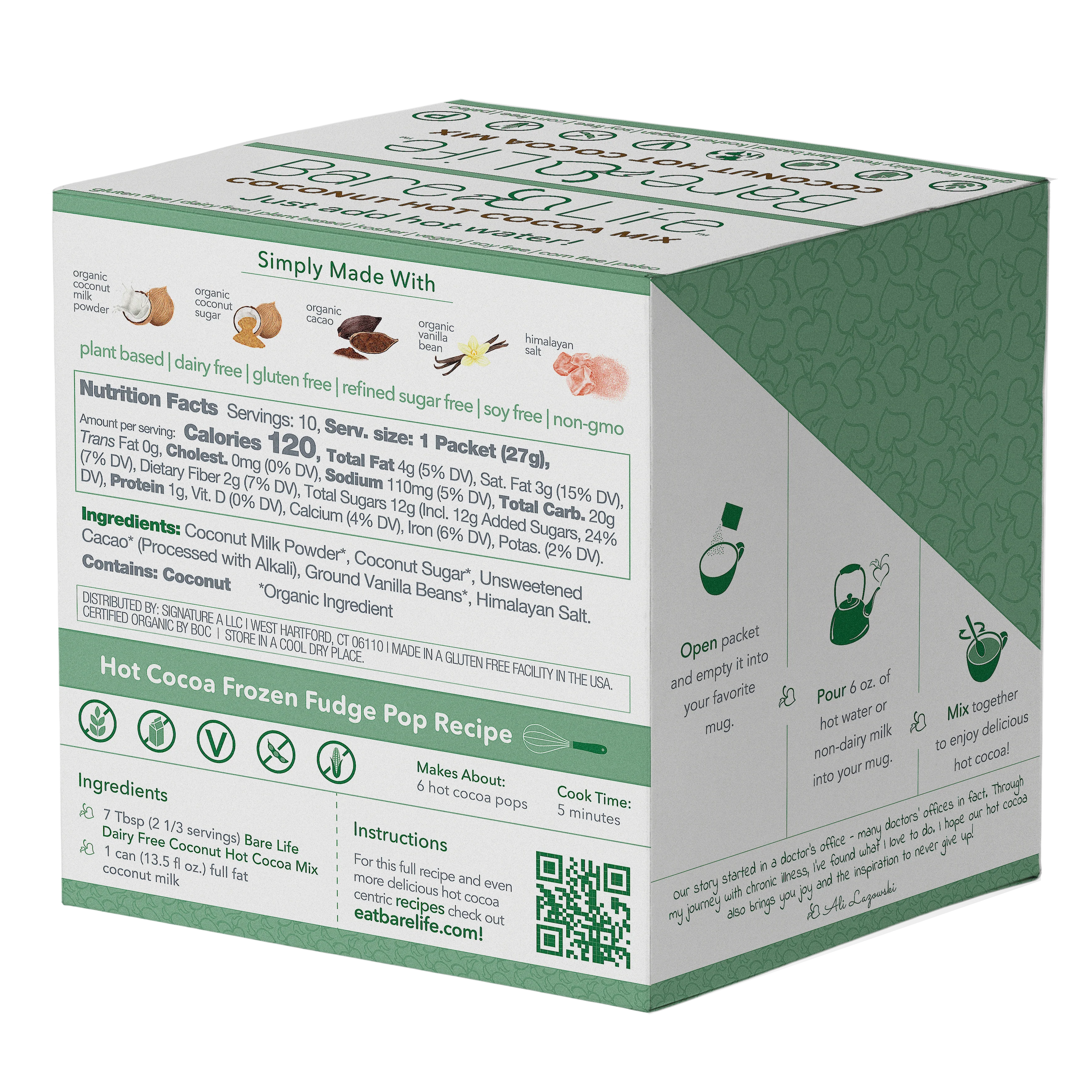 Instant Dairy Free Coconut Hot Cocoa Mix  | Single Serving 10 Pack |Gluten Free, Vegan and Organic - Image 3