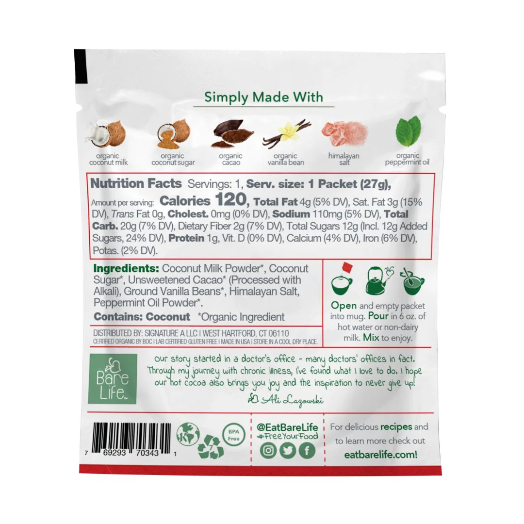 Instant Dairy Free Peppermint Hot Cocoa Mix  | Single Serving 10 Pack |Gluten Free, Vegan and Organic - Image 4
