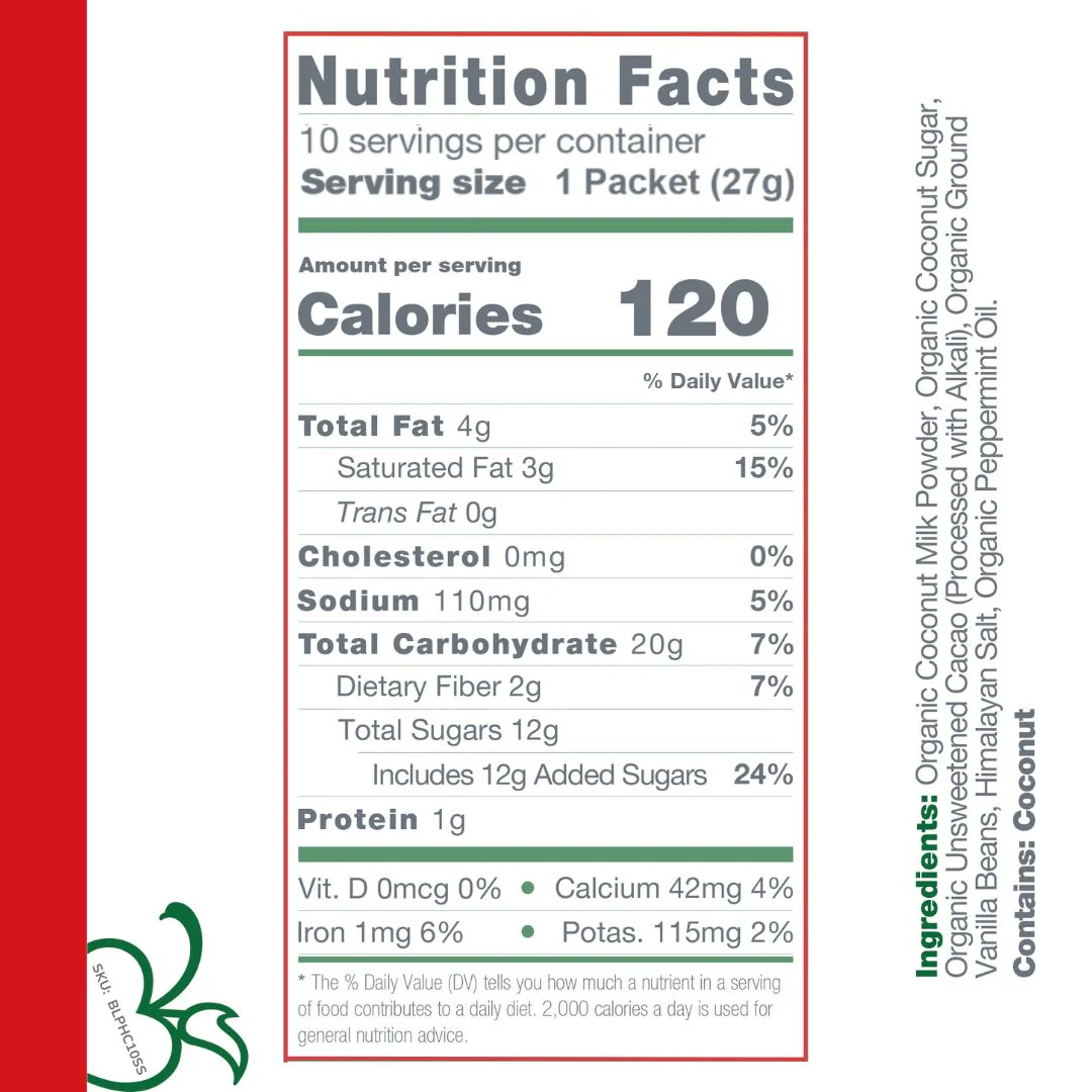 Instant Dairy Free Peppermint Hot Cocoa Mix  | Single Serving 10 Pack |Gluten Free, Vegan and Organic - Image 5