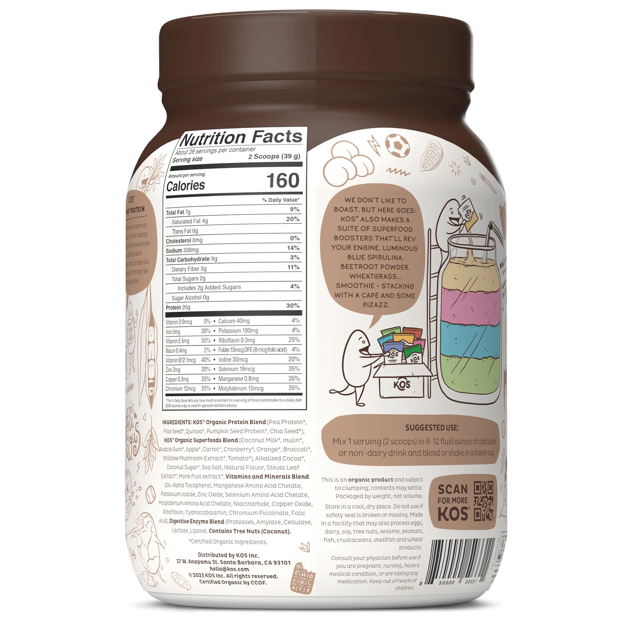 Organic Plant Protein, Chocolate, 28 Servings - Image 2