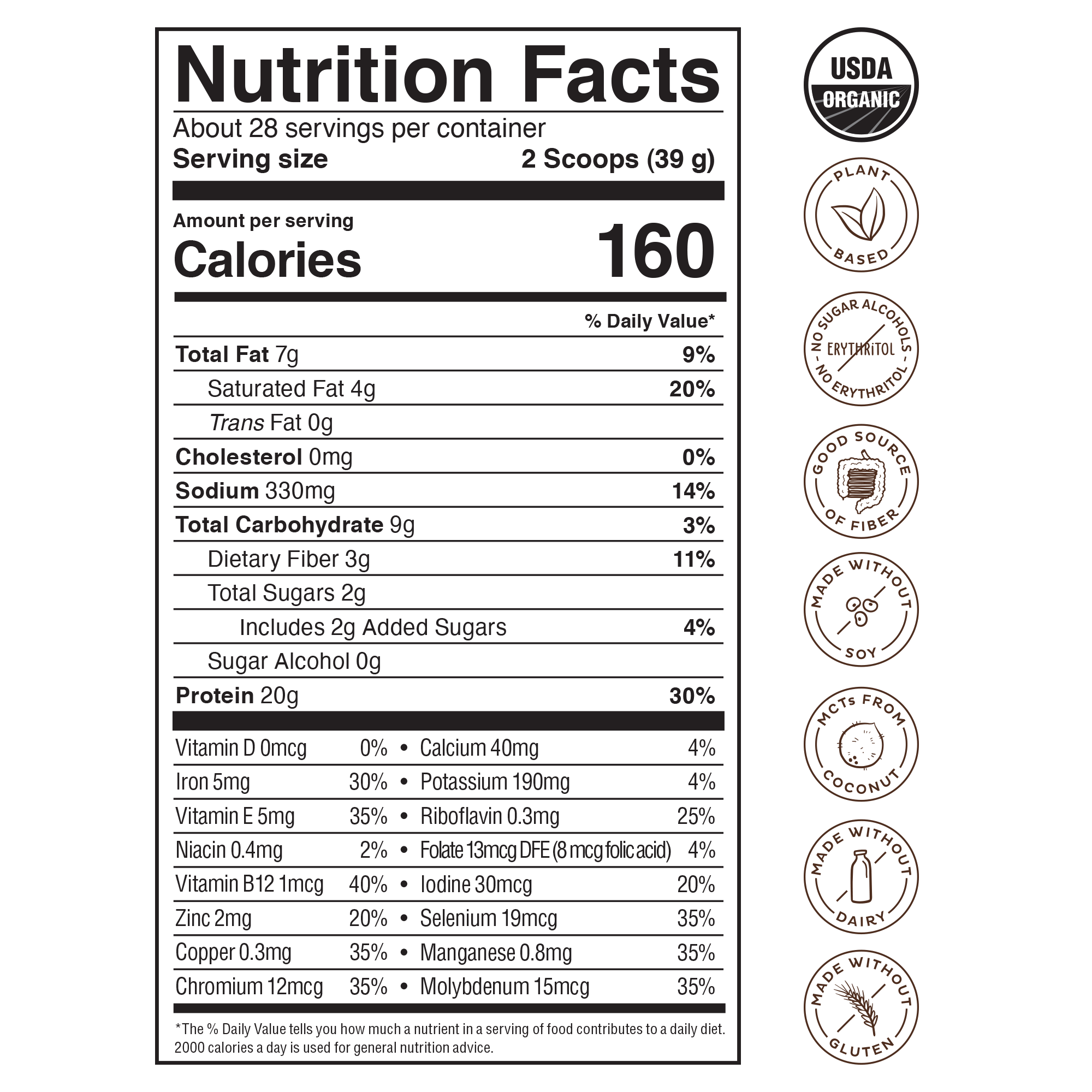 Organic Plant Protein, Chocolate, 28 Servings - Image 3