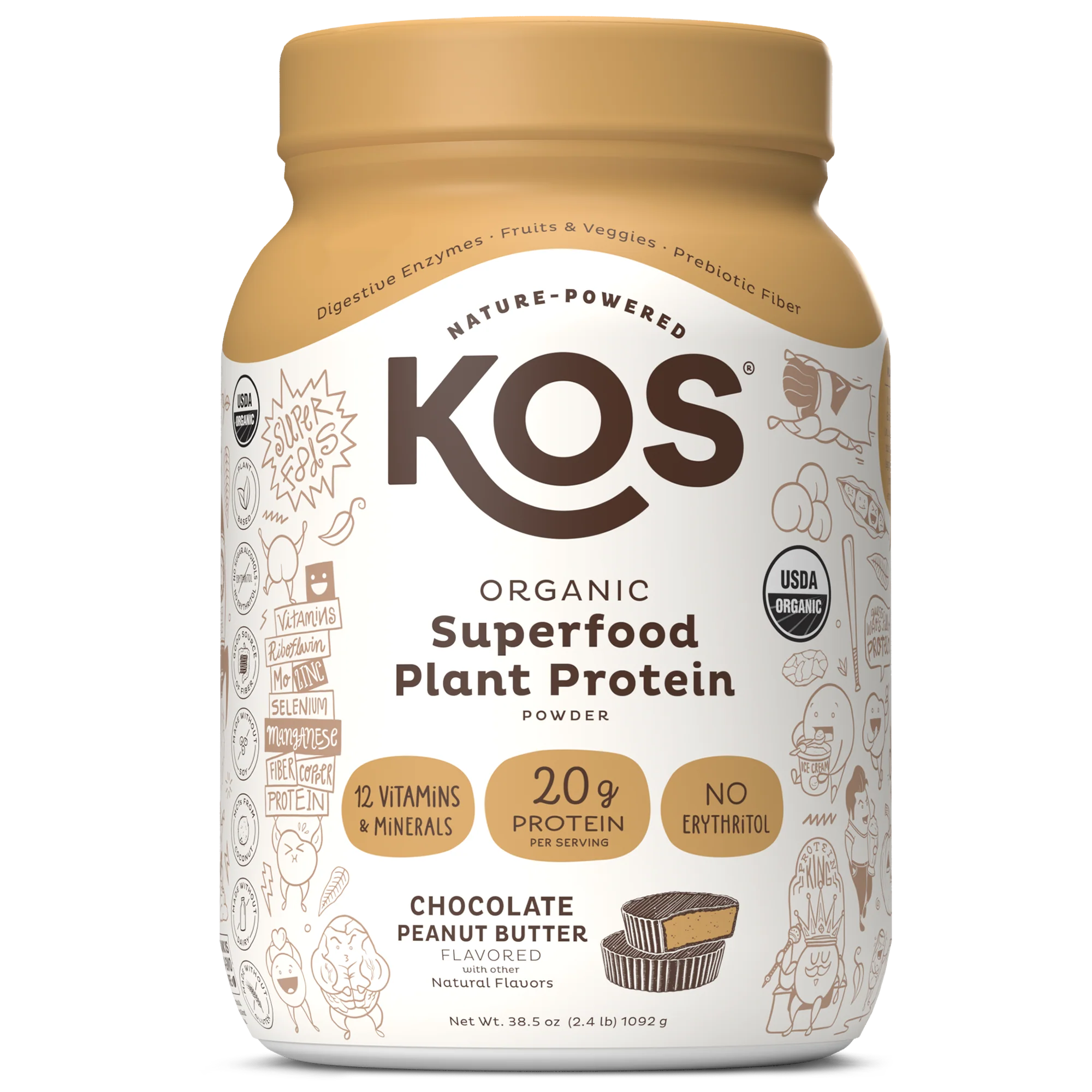 Organic Plant Protein, Chocolate Peanut Butter, 28 Servings - Image 2