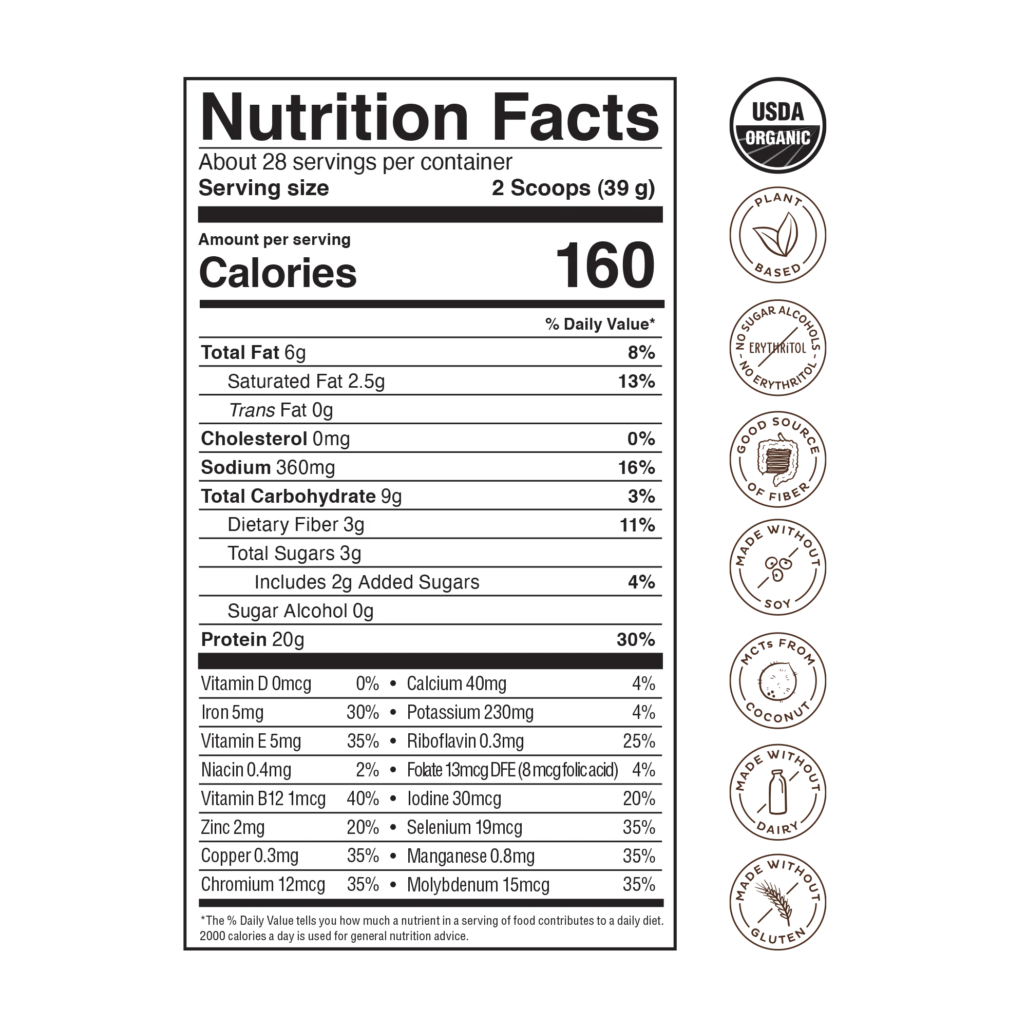 Organic Plant Protein, Chocolate Peanut Butter, 28 Servings - Image 3