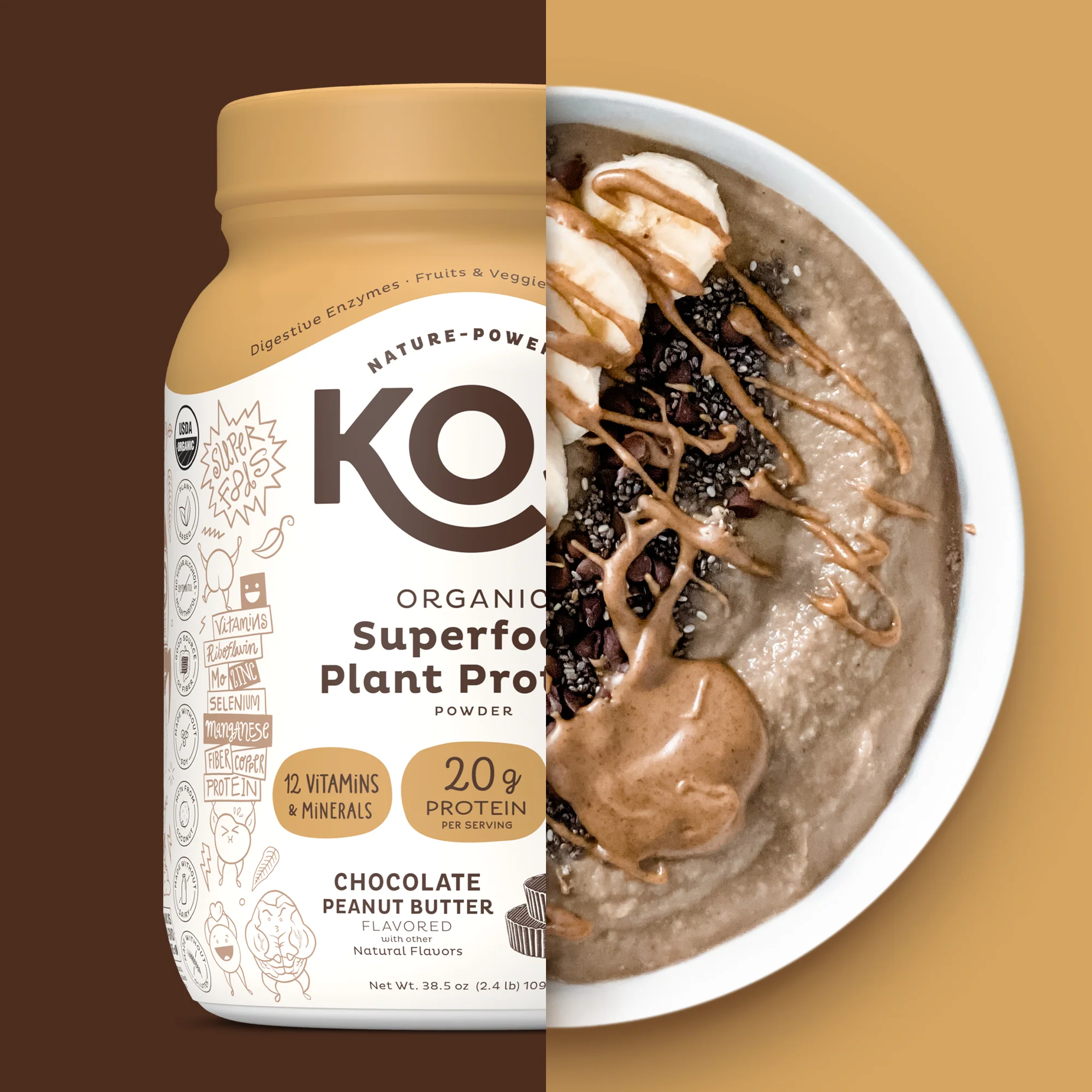 Organic Plant Protein, Chocolate Peanut Butter, 28 Servings - Image 8
