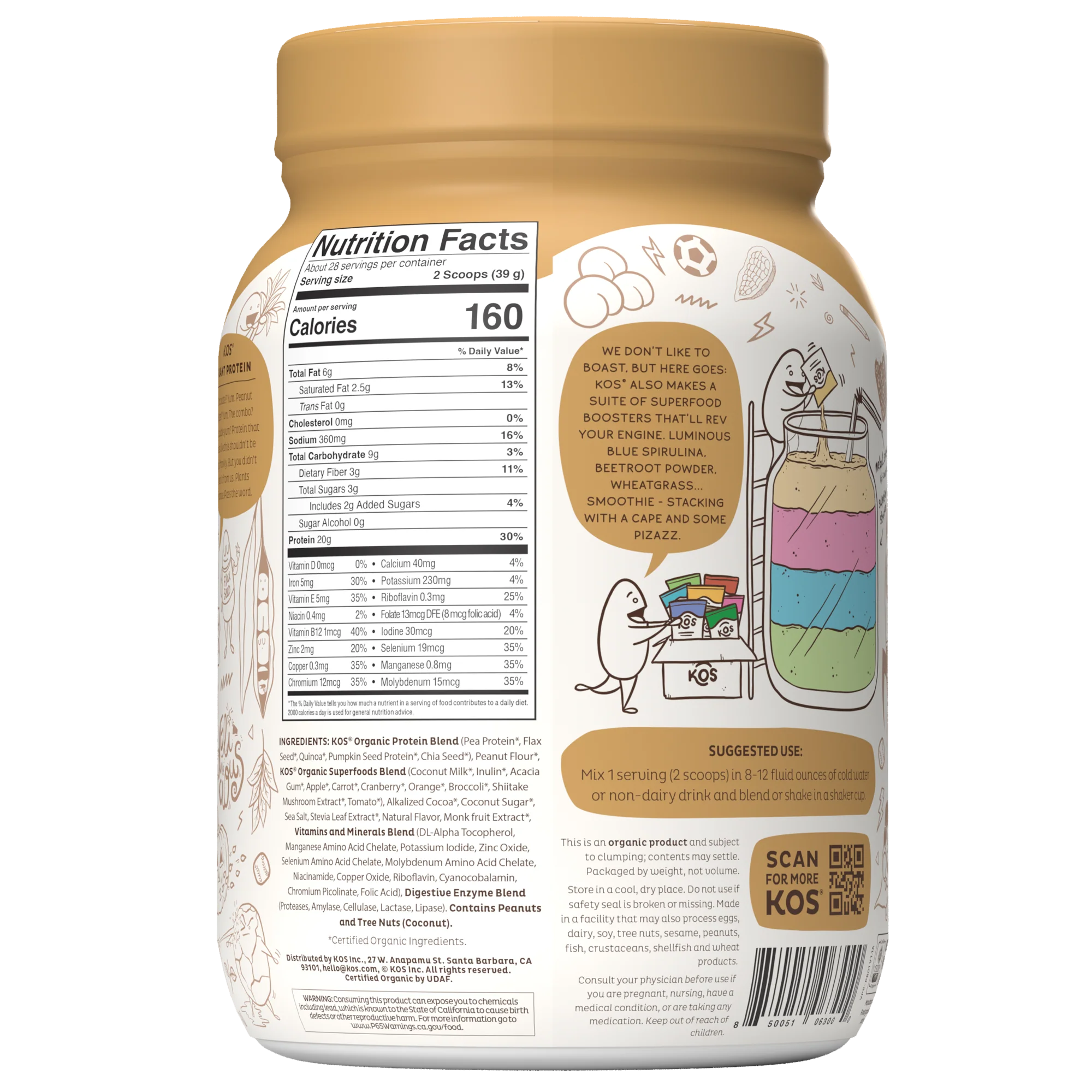 Organic Plant Protein, Chocolate Peanut Butter, 28 Servings - Image 9