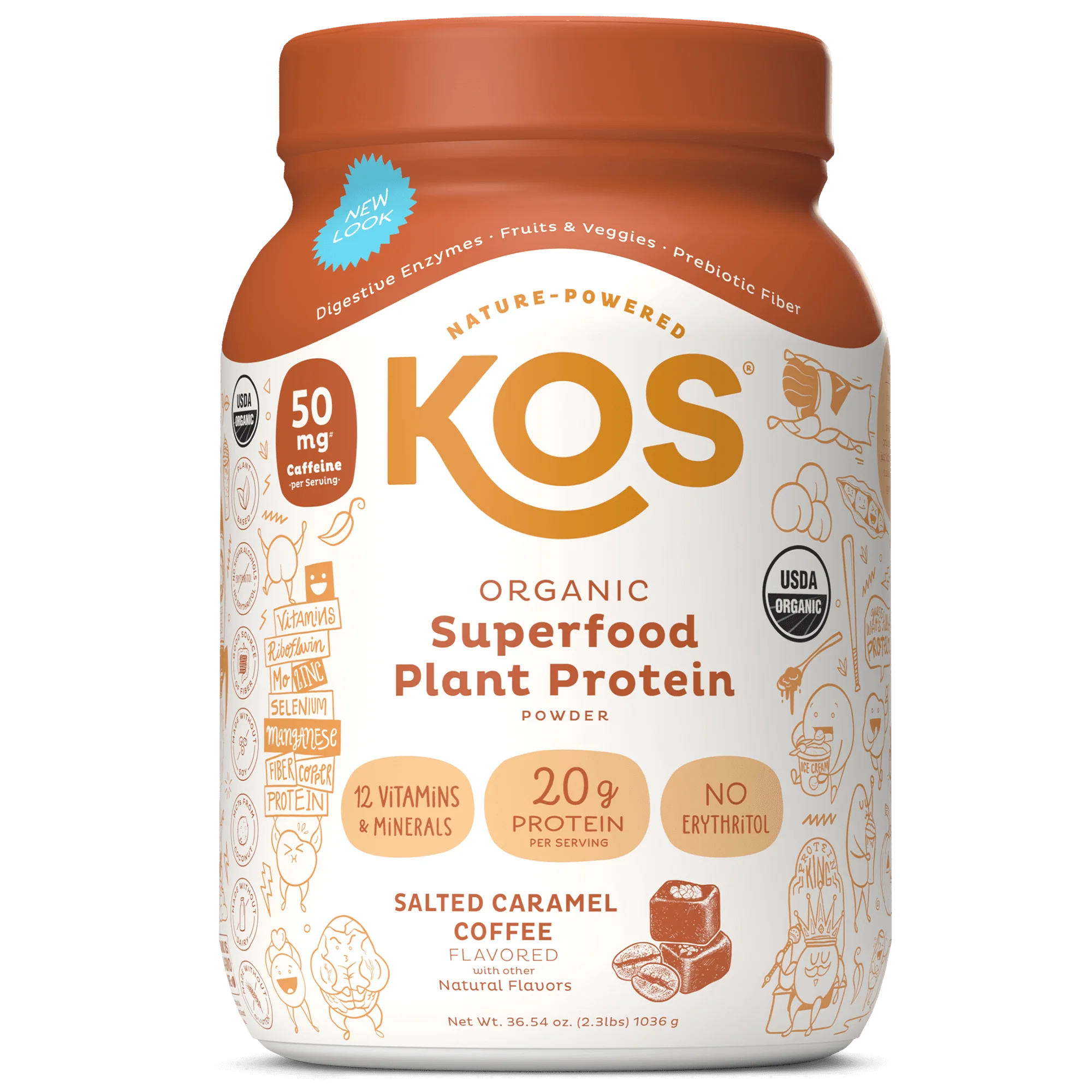 Organic Plant Protein, Salted Caramel Coffee, 28 Servings - Image 2
