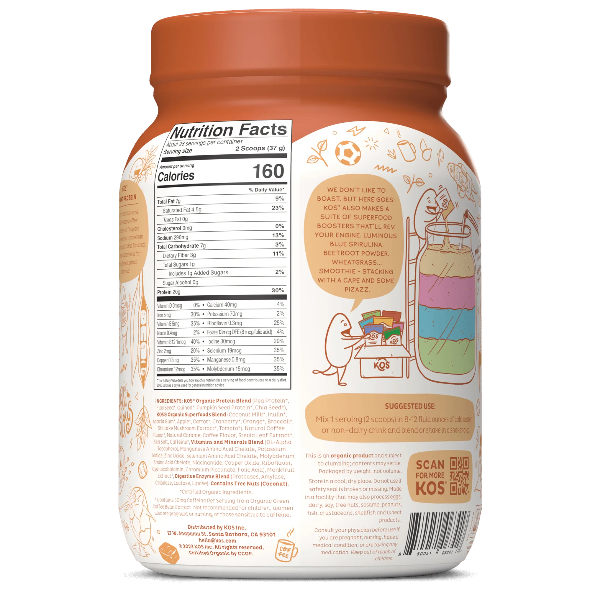 Organic Plant Protein, Salted Caramel Coffee, 28 Servings - Image 3