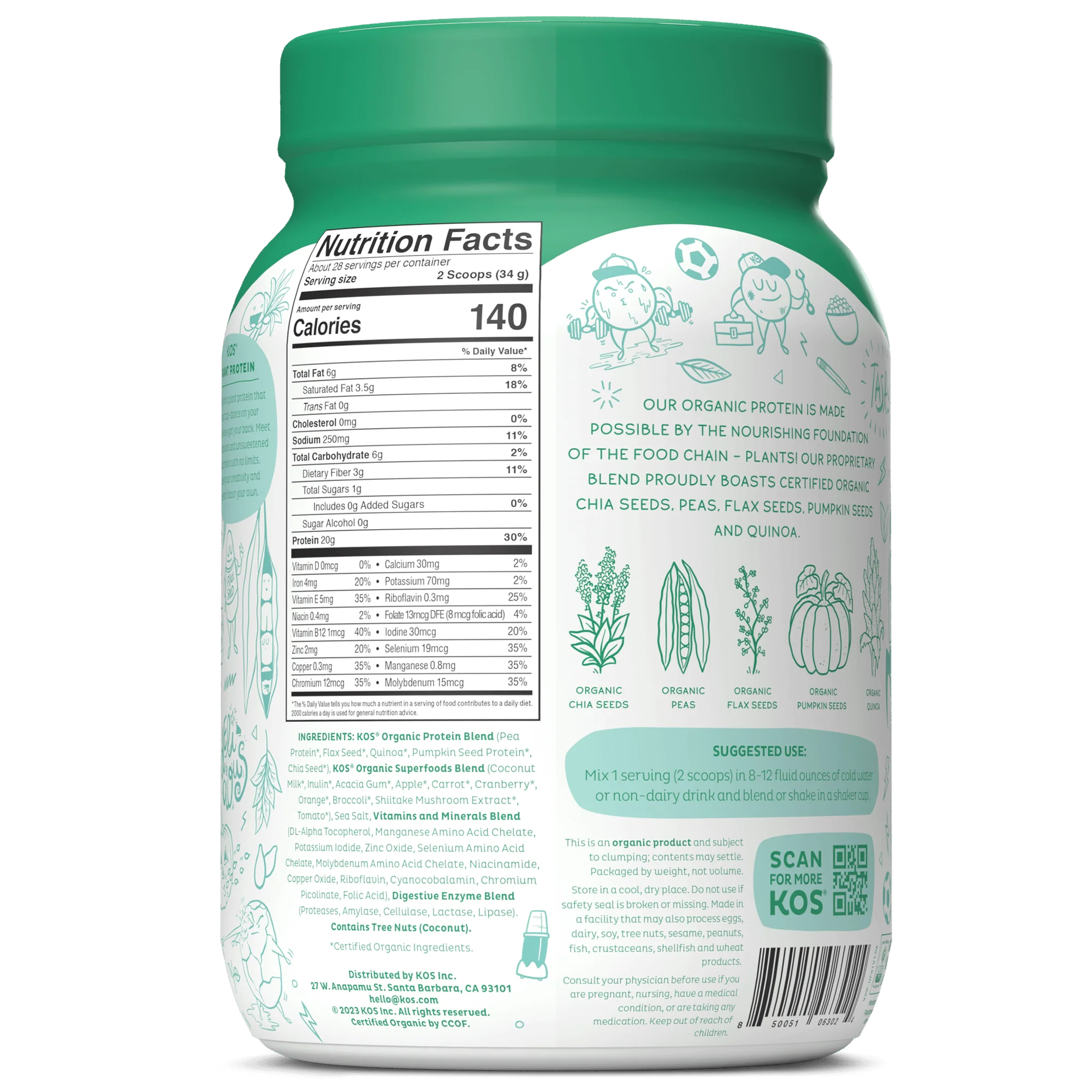 Organic Plant Protein, Unflavored & Unsweetened, 28 Servings - Image 3