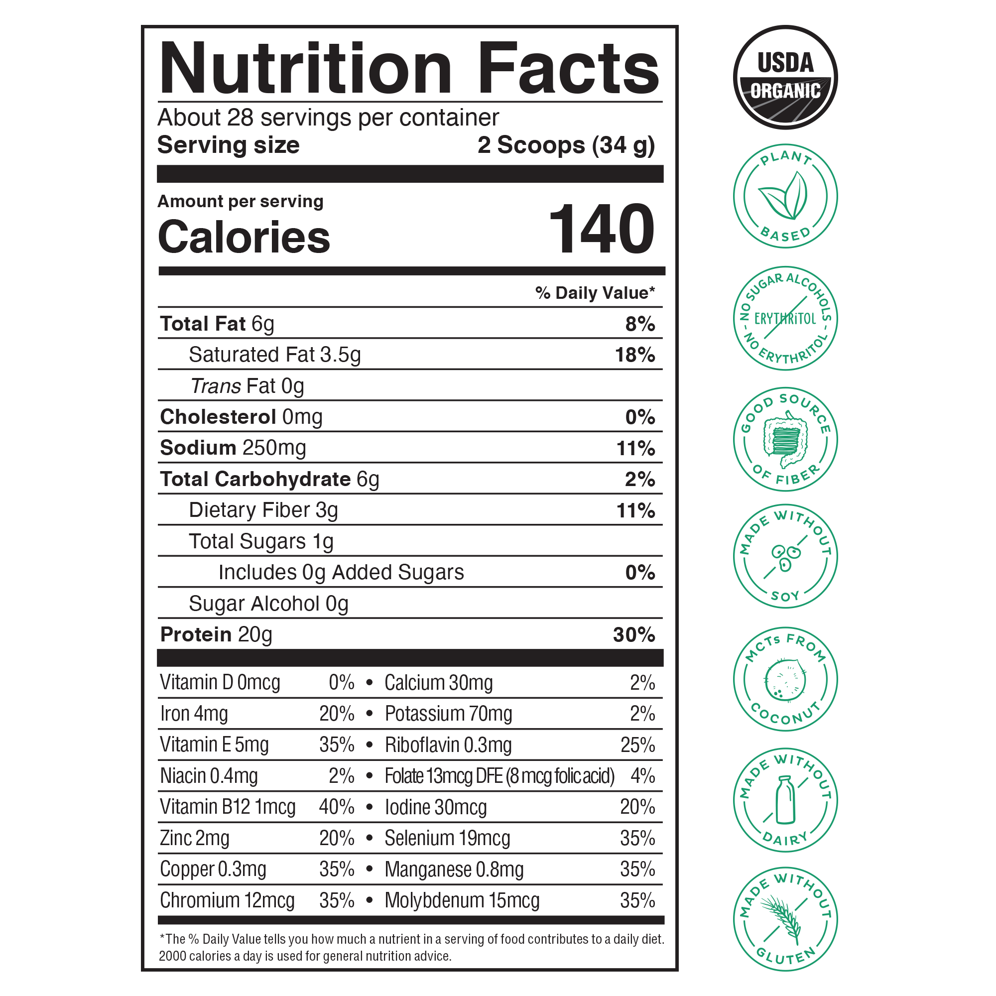 Organic Plant Protein, Unflavored & Unsweetened, 28 Servings - Image 4