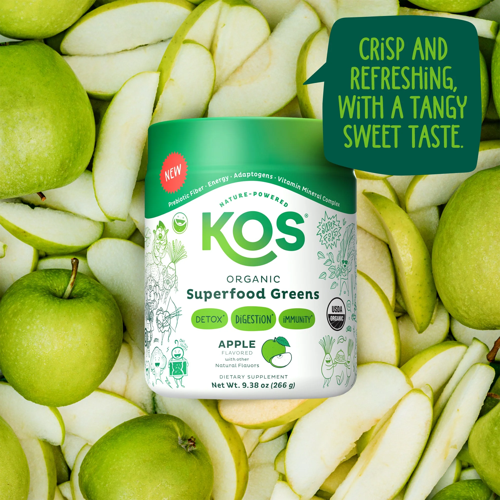 KOS Organic Superfood Greens - Apple Flavor - Image 3