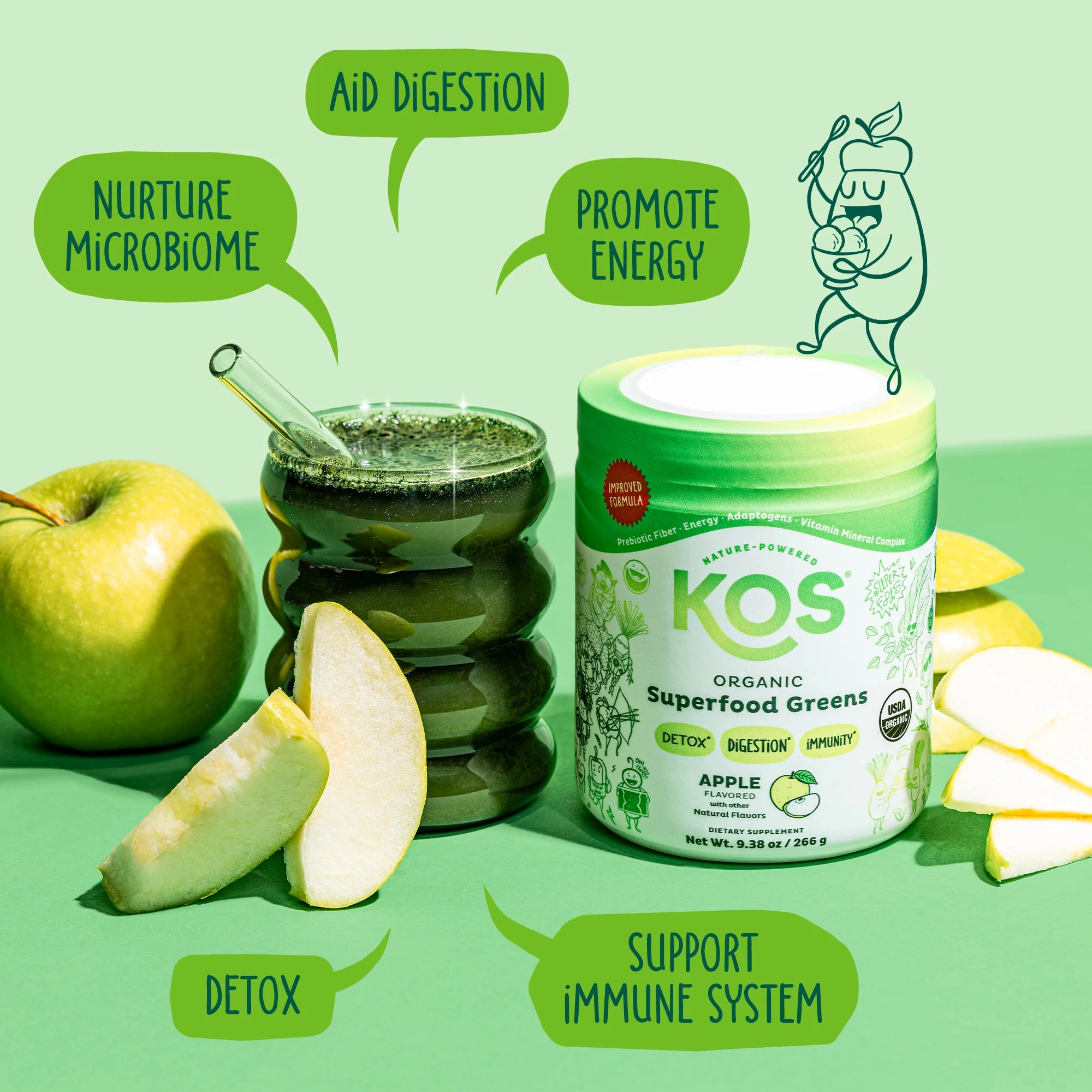 KOS Organic Superfood Greens - Apple Flavor - Image 4