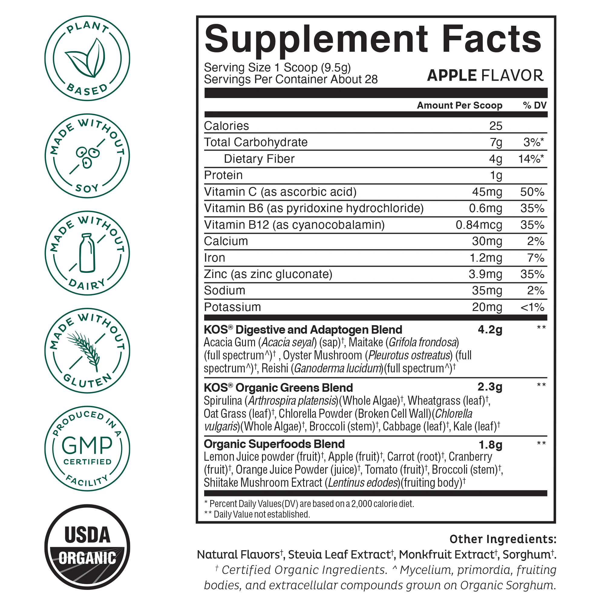 KOS Organic Superfood Greens - Apple Flavor - Image 8