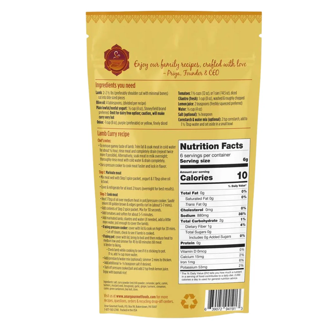 Lamb Curry Gourmet Seasoning Kit | Family Size - Image 8